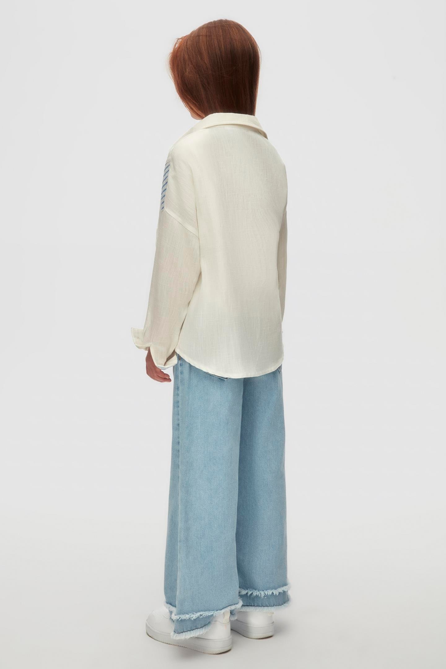 Nk Kız Çocuk Püsküllü Denim Pantolon 8-14Yaş Mavi