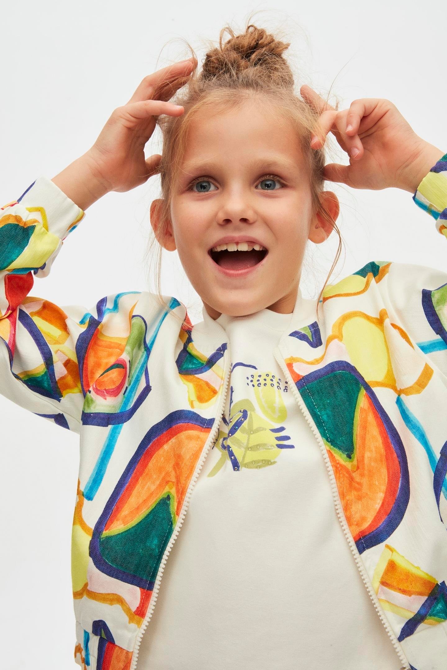 Nk Kız Çocuk Rainbow Ceket 4-8 Yaş Ekru