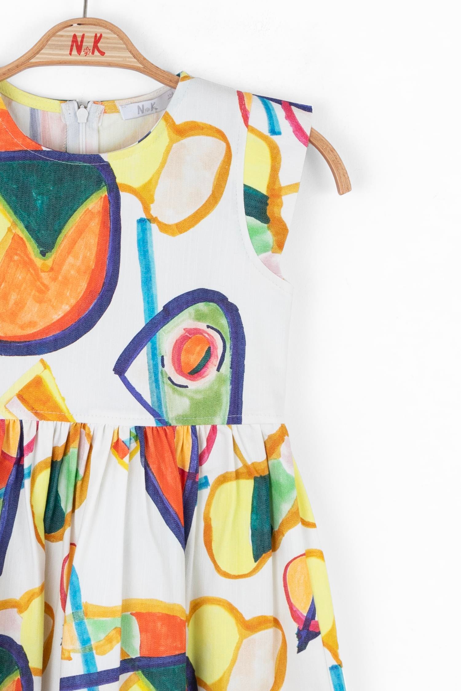 Nk Kız Çocuk Rainbow Elbise 4-8 Yaş Ekru