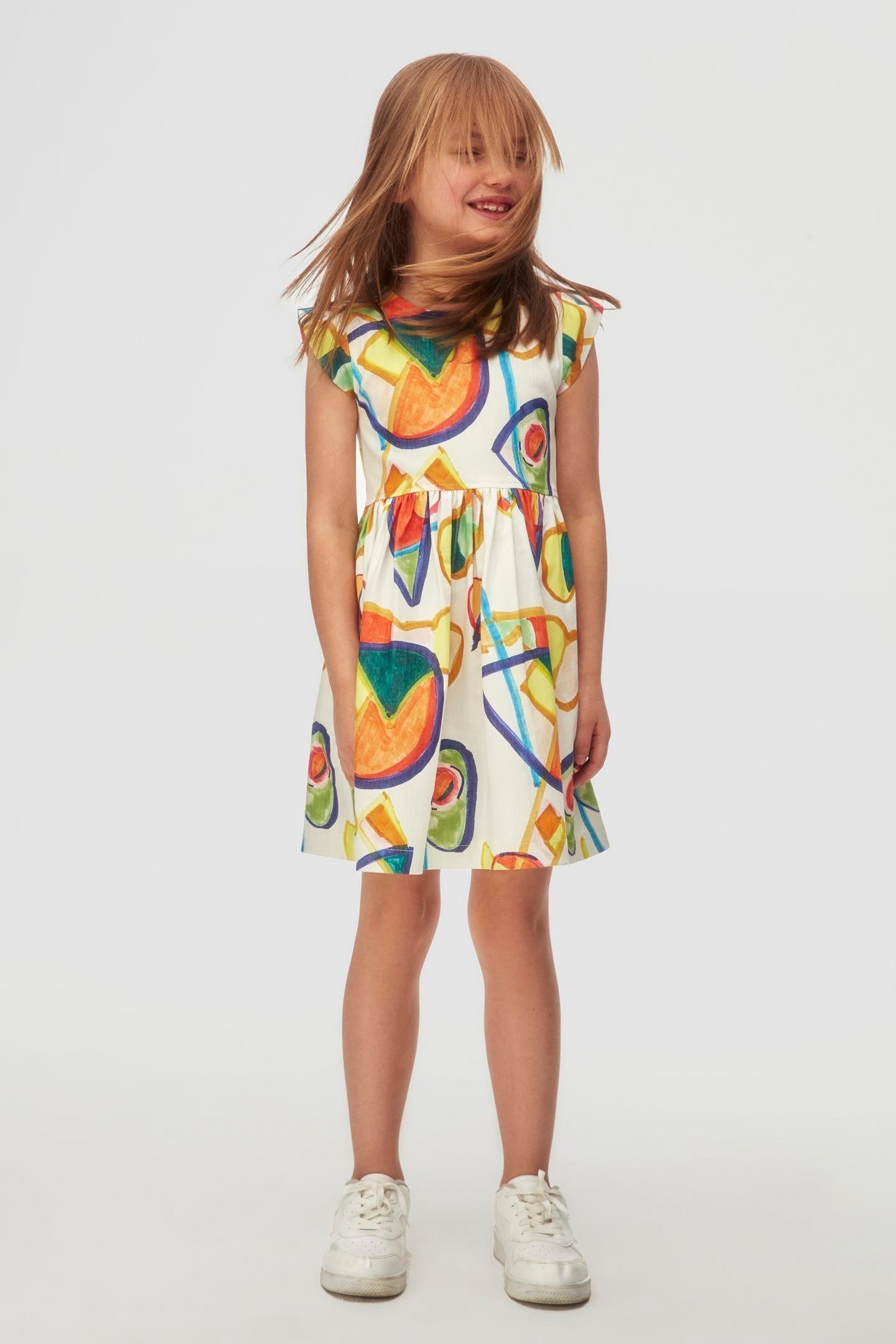 Nk Kız Çocuk Rainbow Elbise 4-8 Yaş Ekru