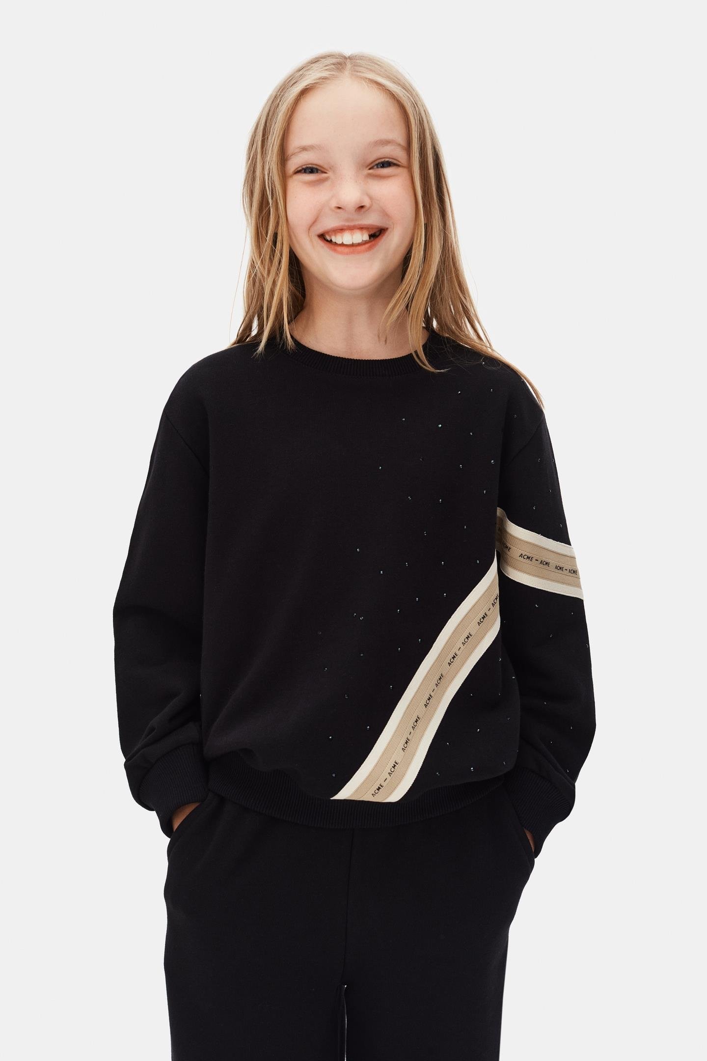 Nk Kız Çocuk Şerit Detaylı Takım Takım 8-14 Yaş Siyah