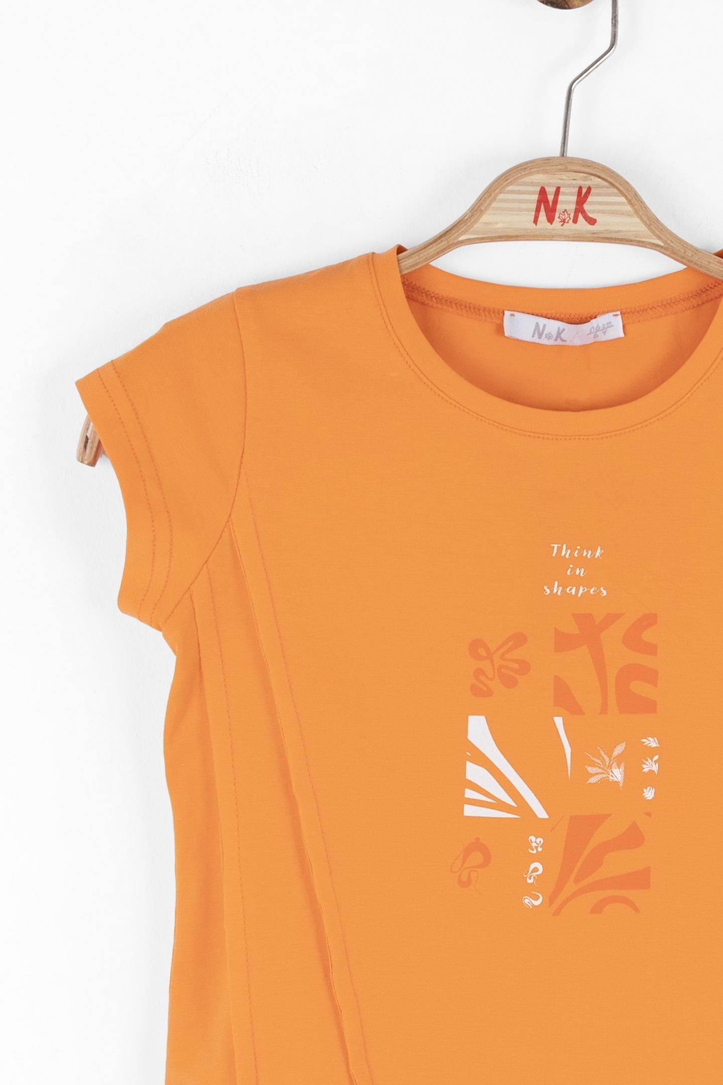 Nk Kız Çocuk Shapes Tshırt 4-8Yaş Turuncu