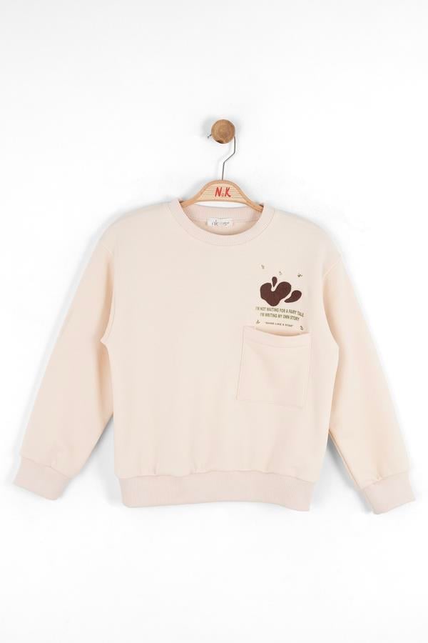 Nk Kız Çocuk Story Sweatshirt 8-14 Yaş Krem