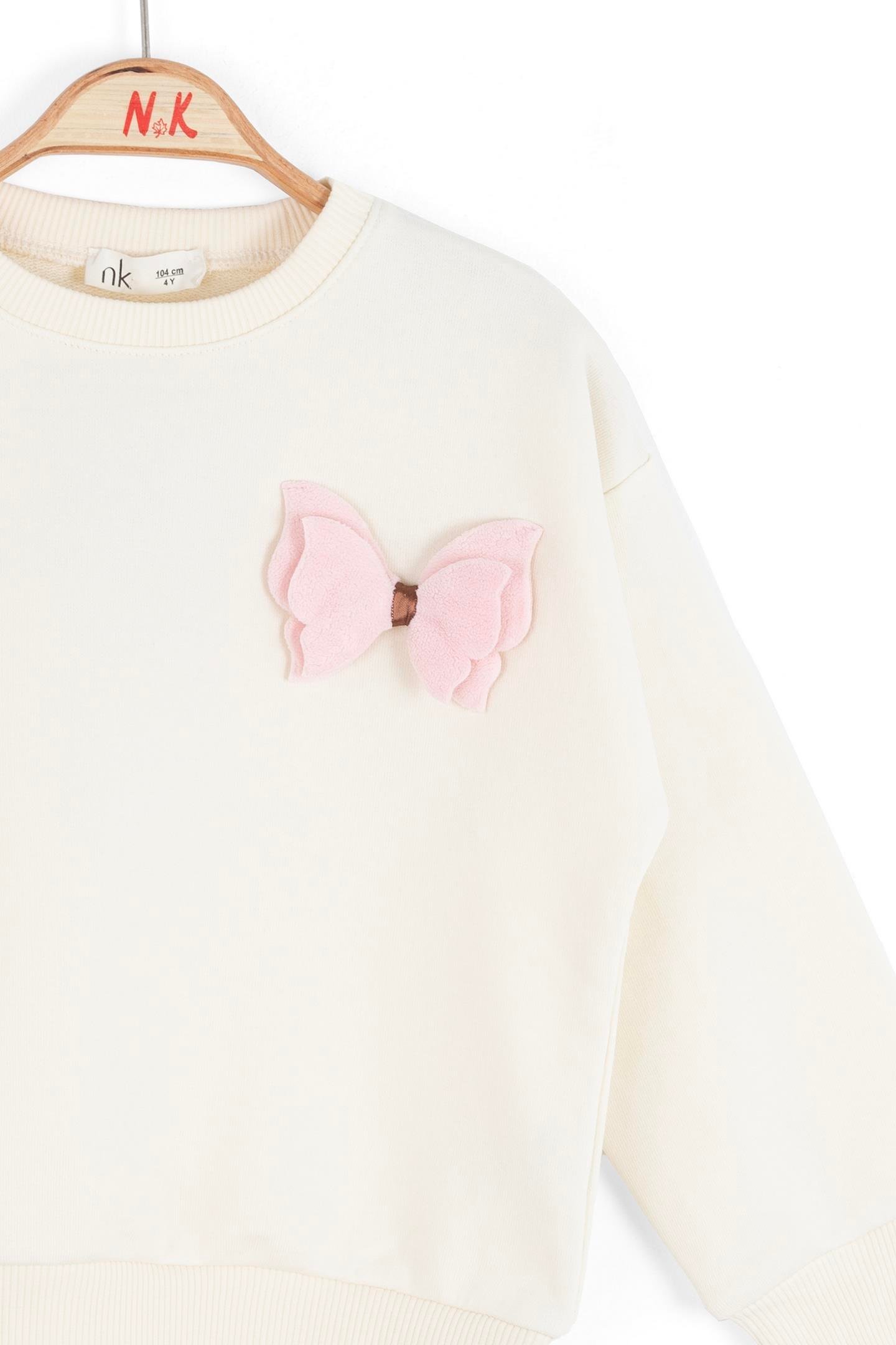 Nk Kız Çocuk Wing Sweatshirt 4-8 Yaş Krem