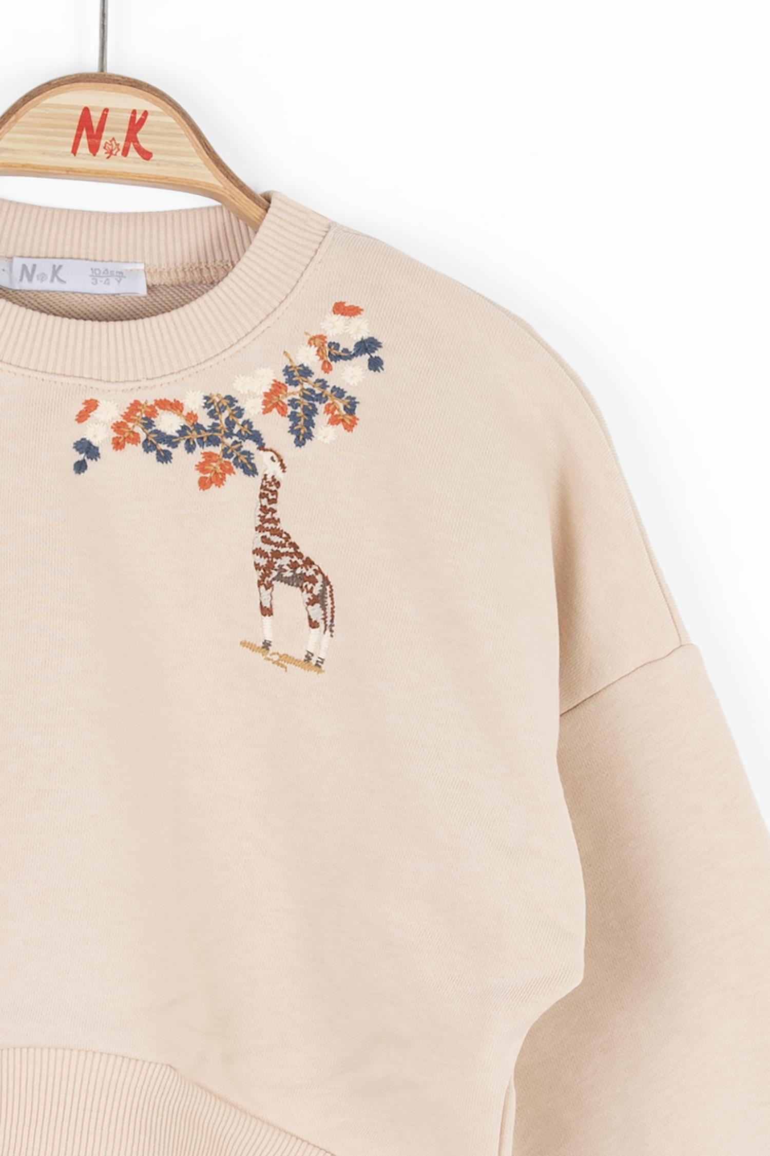 Nk Kız Çocuk Zürafa Sweatshirt 4-8 Yaş KREM