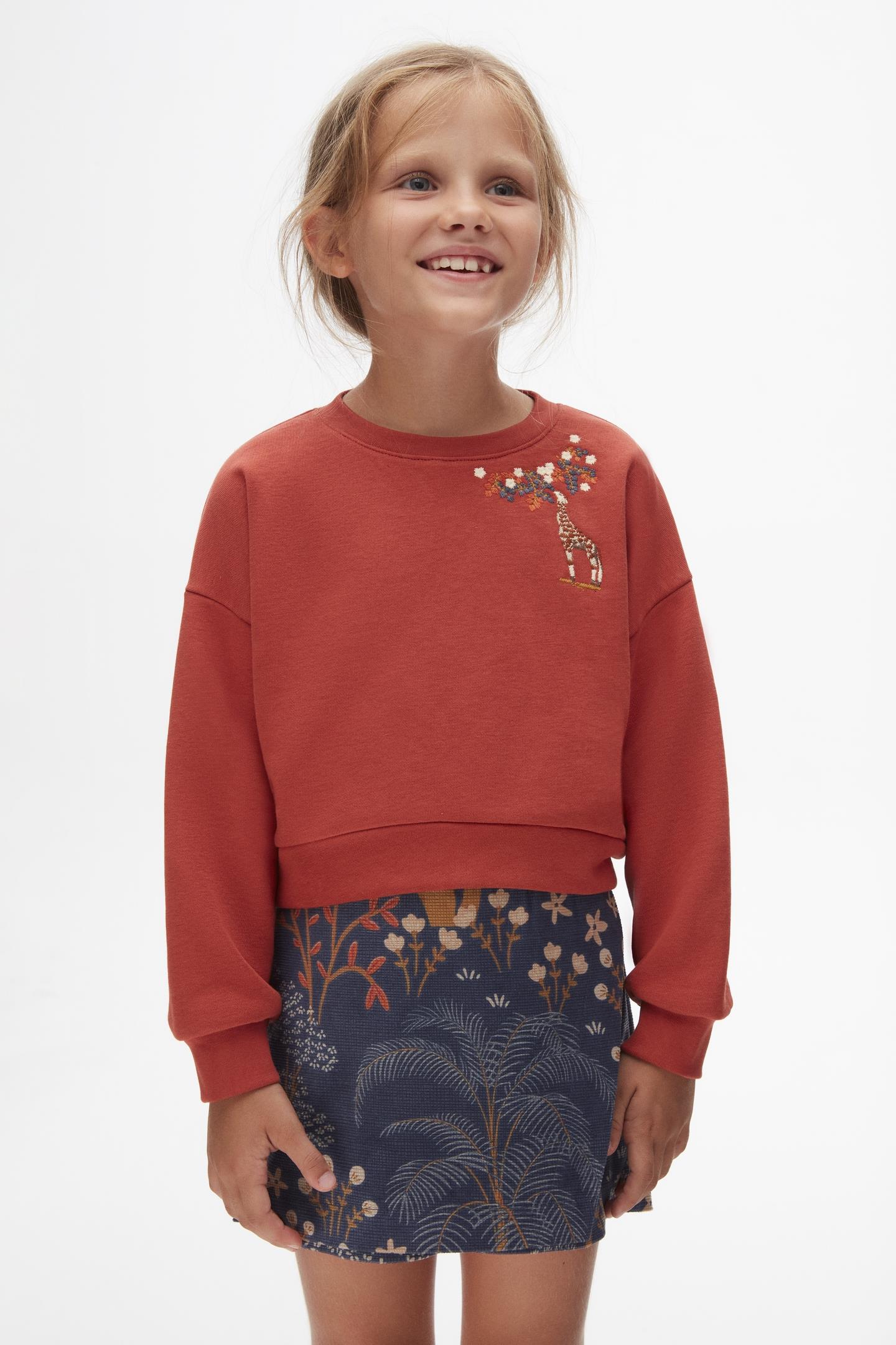 Nk Kız Çocuk Zürafa Sweatshirt 4-8 Yaş KİREMİT