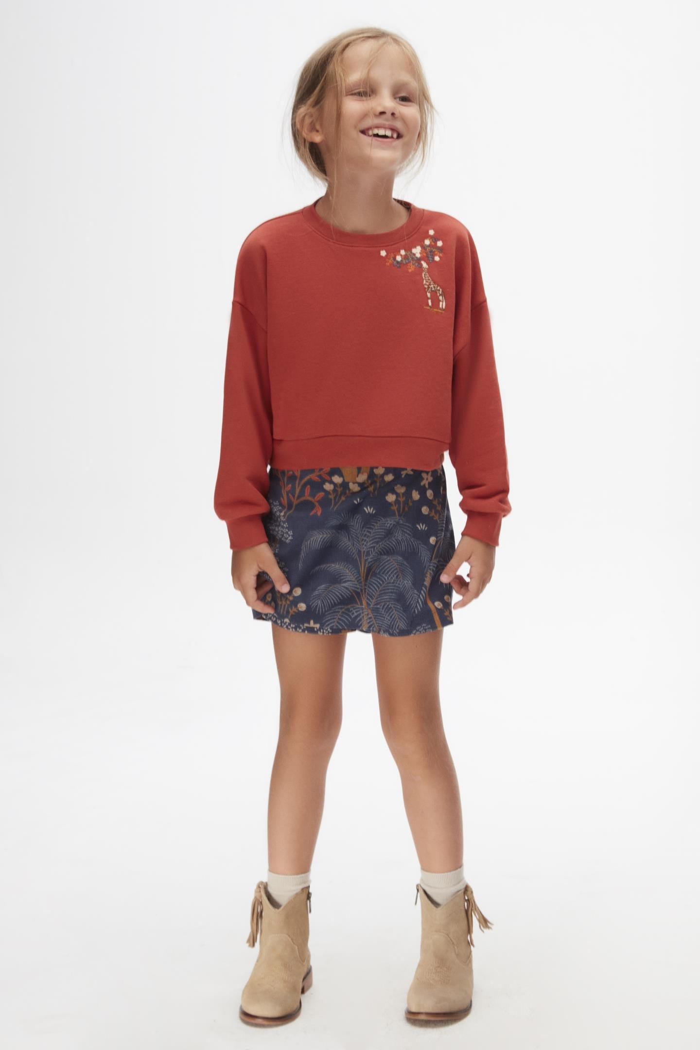 Nk Kız Çocuk Zürafa Sweatshirt 4-8 Yaş KİREMİT