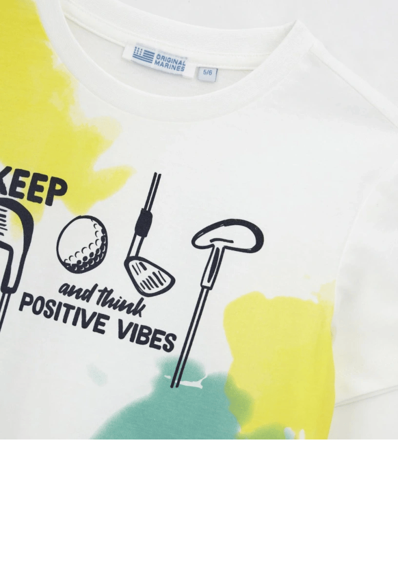 Orginal Marines Erkek Çocuk Baskılı Tshirt 2-9 Yaş Ekru