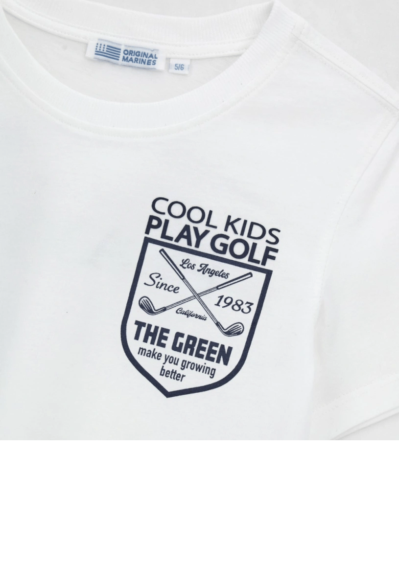 Orginal Marines Erkek Çocuk Sırt Baskılı Tshirt 2-9 Yaş Beyaz