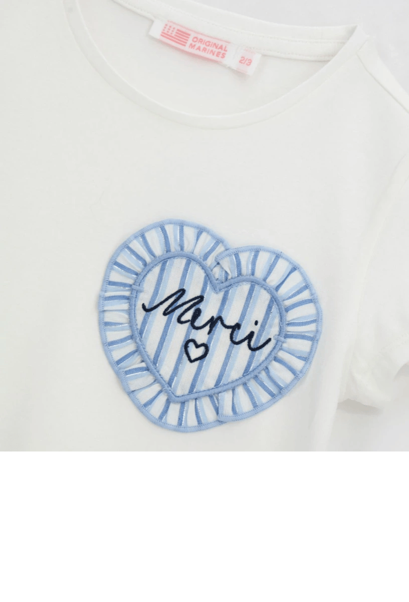 Orginal Marines Kız Çocuk Baskılı Tshirt 3-8 Yaş Ekru