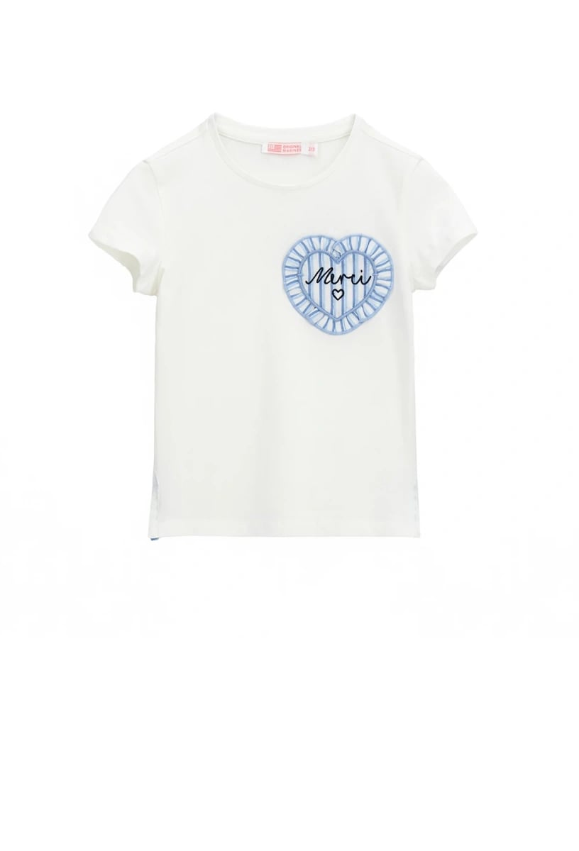 Orginal Marines Kız Çocuk Baskılı Tshirt 3-8 Yaş Ekru