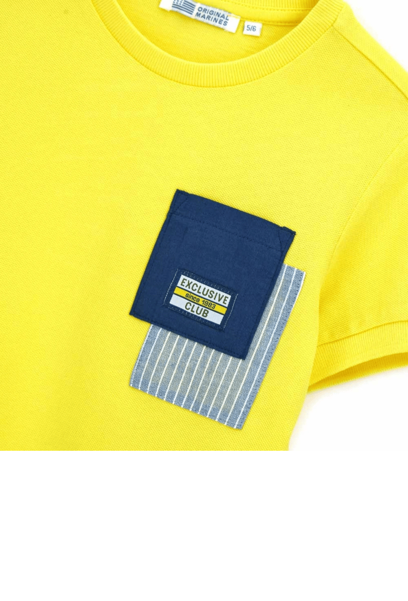 Original Marines Erkek Çocuk Cep Detaylı Tshirt 2-9 Yaş Sarı