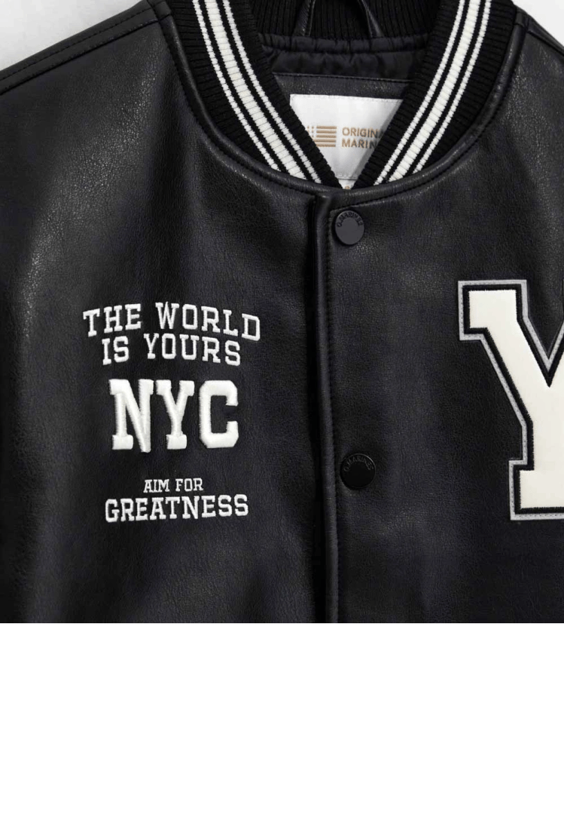 Original Marines Erkek Çocuk Suni Deri Ceket 11-14 Yaş Siyah