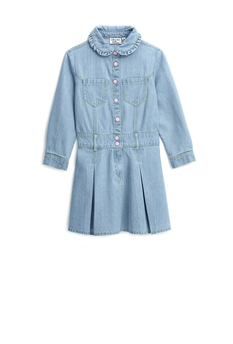 Original Marines Kız Çocuk Denim Elbise 3-8 Yaş Mavi