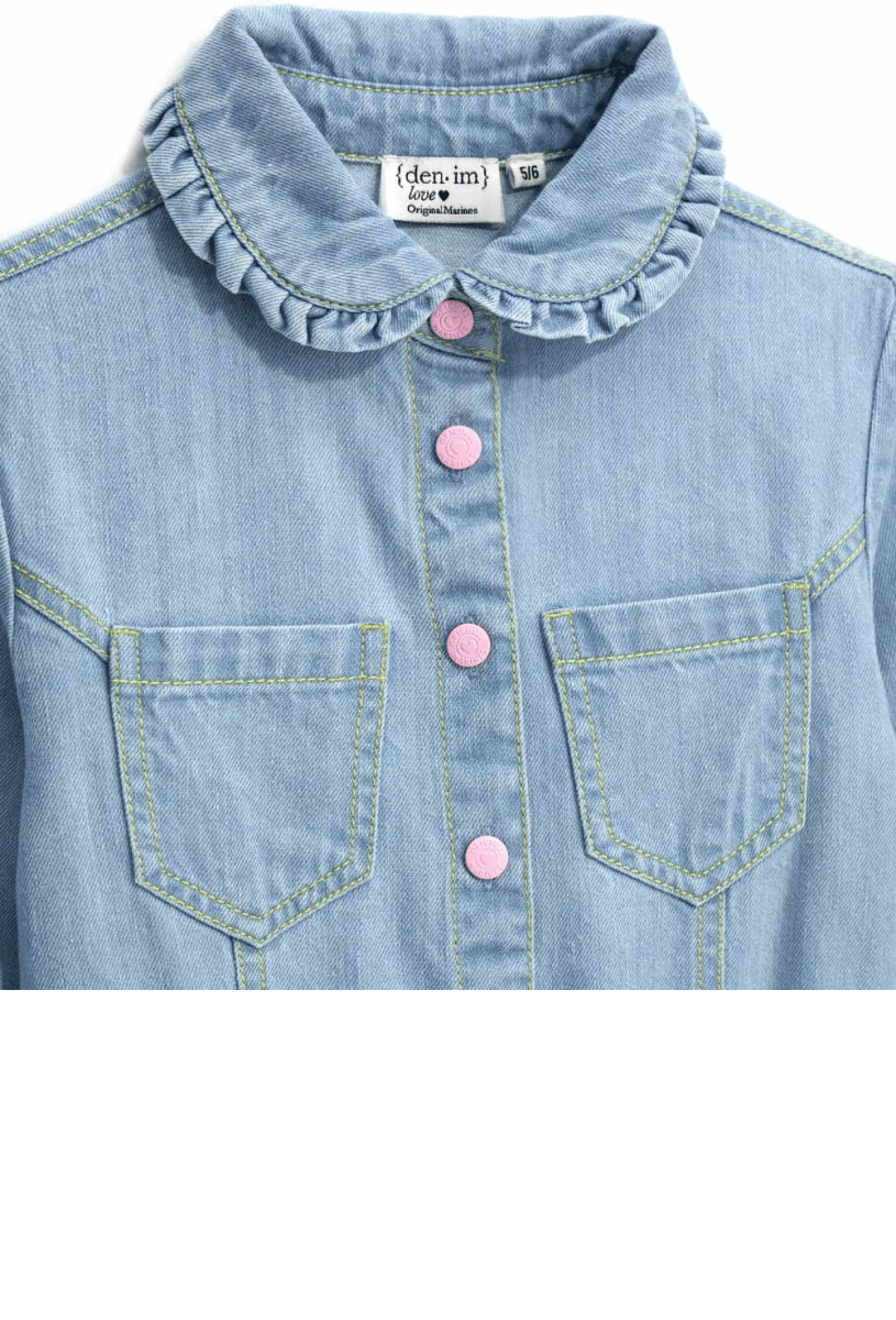 Original Marines Kız Çocuk Denim Elbise 3-8 Yaş Mavi