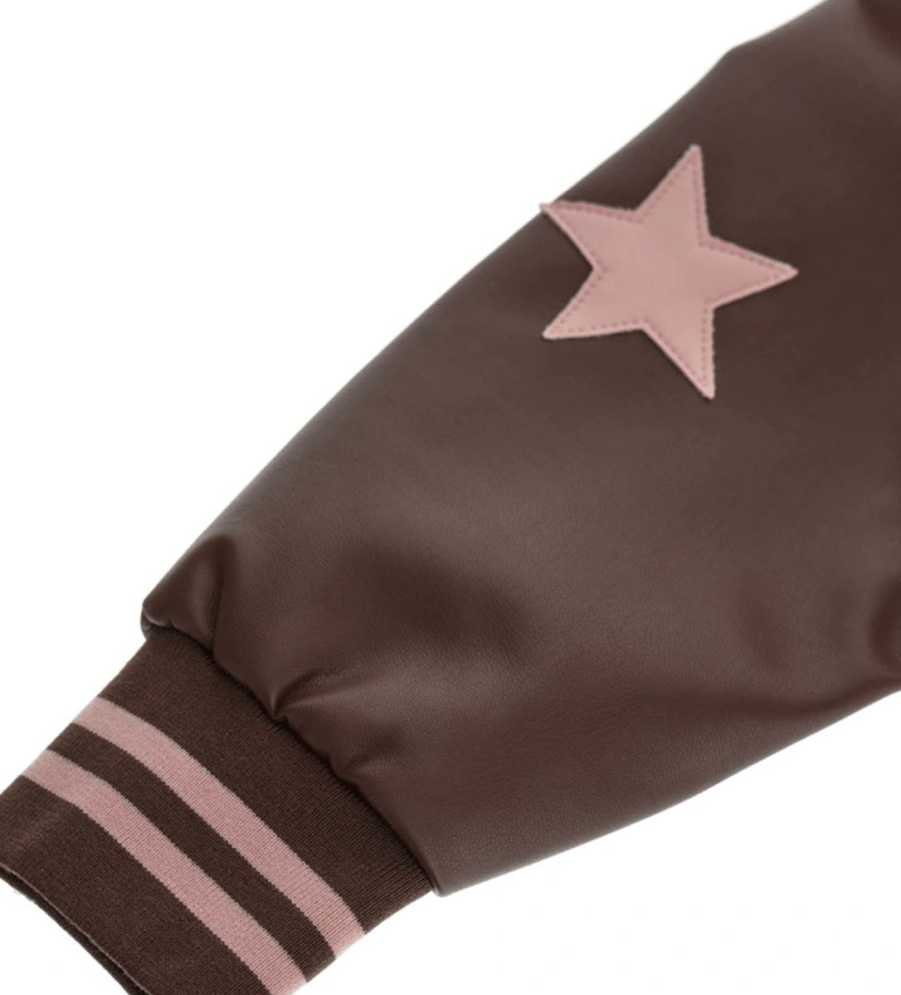 Original Marines Kız Çocuk Kolları Deri Kolej Ceket 5-10 Yaş PEMBE