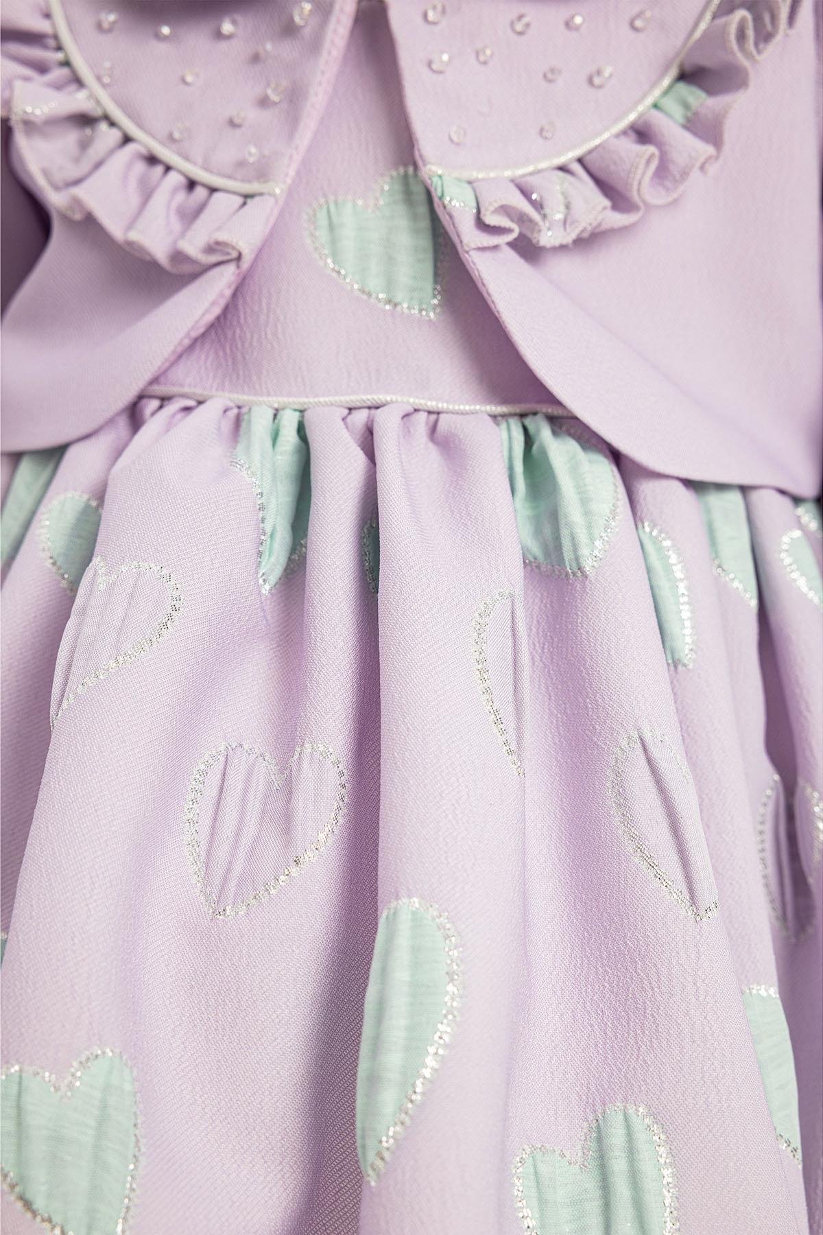 Pamina Kız Bebek Bolero ve Saç Aksesuarı Elbise 6-24 Ay Lila