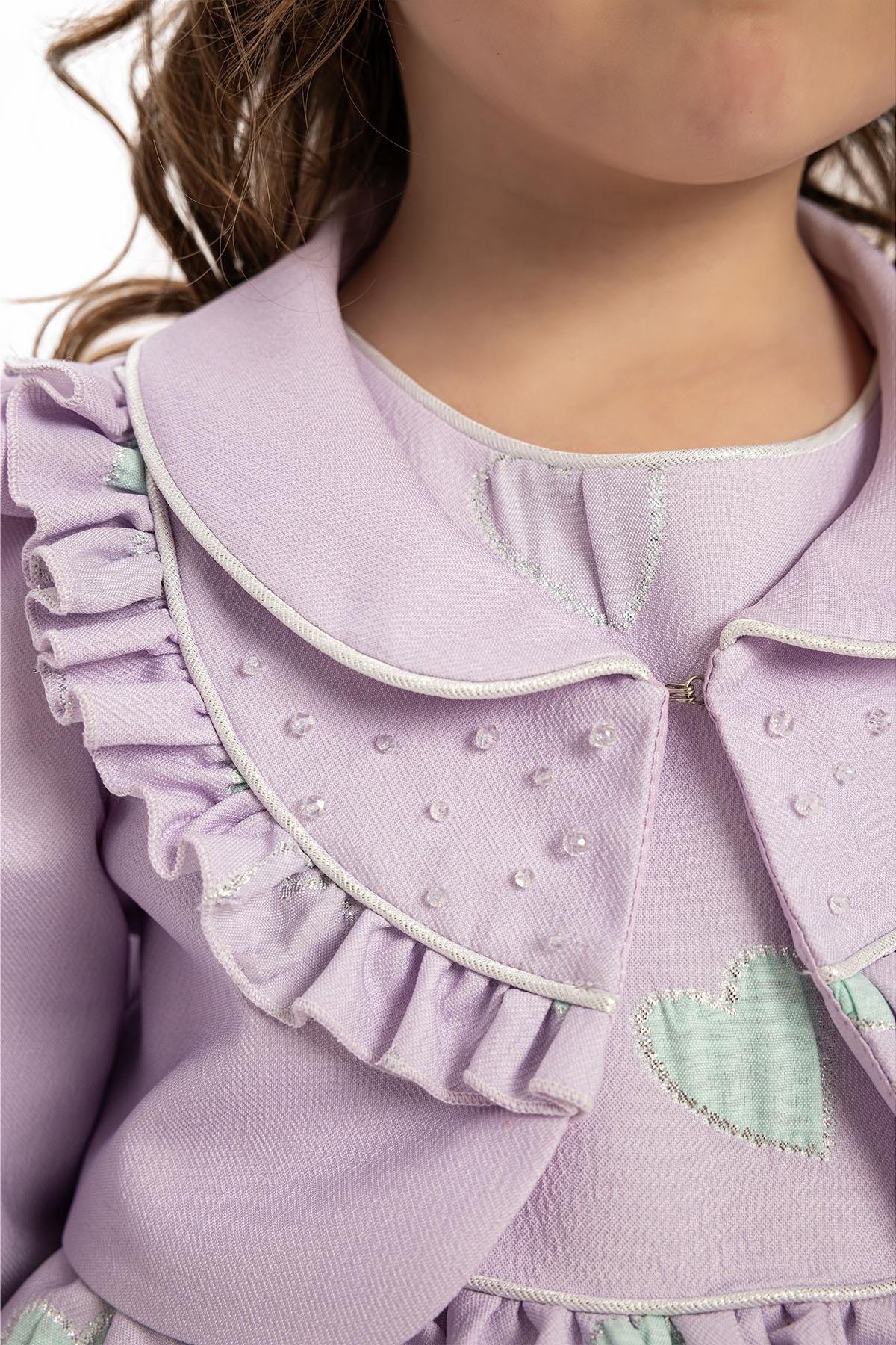 Pamina Kız Bebek Bolero ve Saç Aksesuarı Elbise 6-24 Ay Lila