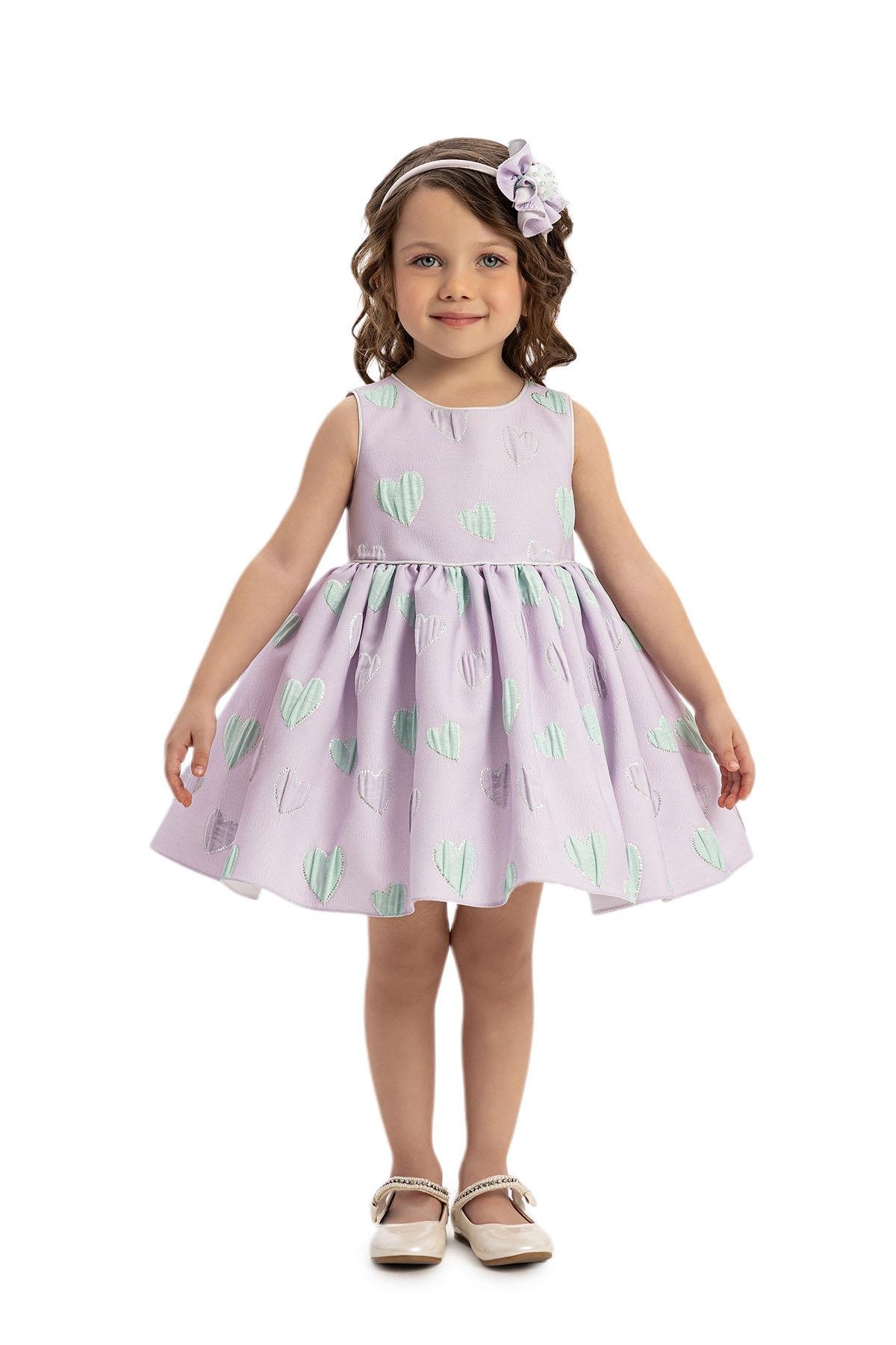 Pamina Kız Bebek Bolero ve Saç Aksesuarı Elbise 6-24 Ay Lila