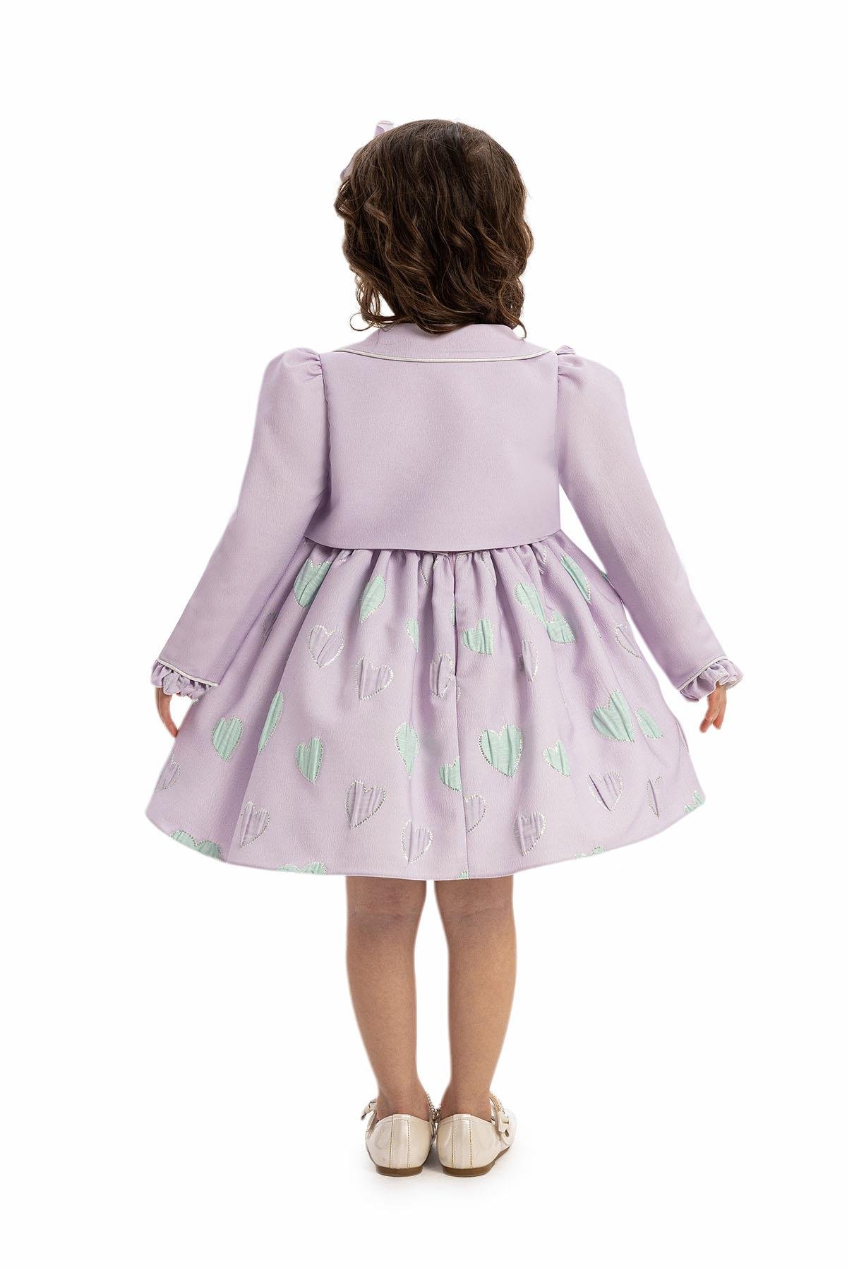 Pamina Kız Bebek Bolero ve Saç Aksesuarı Elbise 6-24 Ay Lila