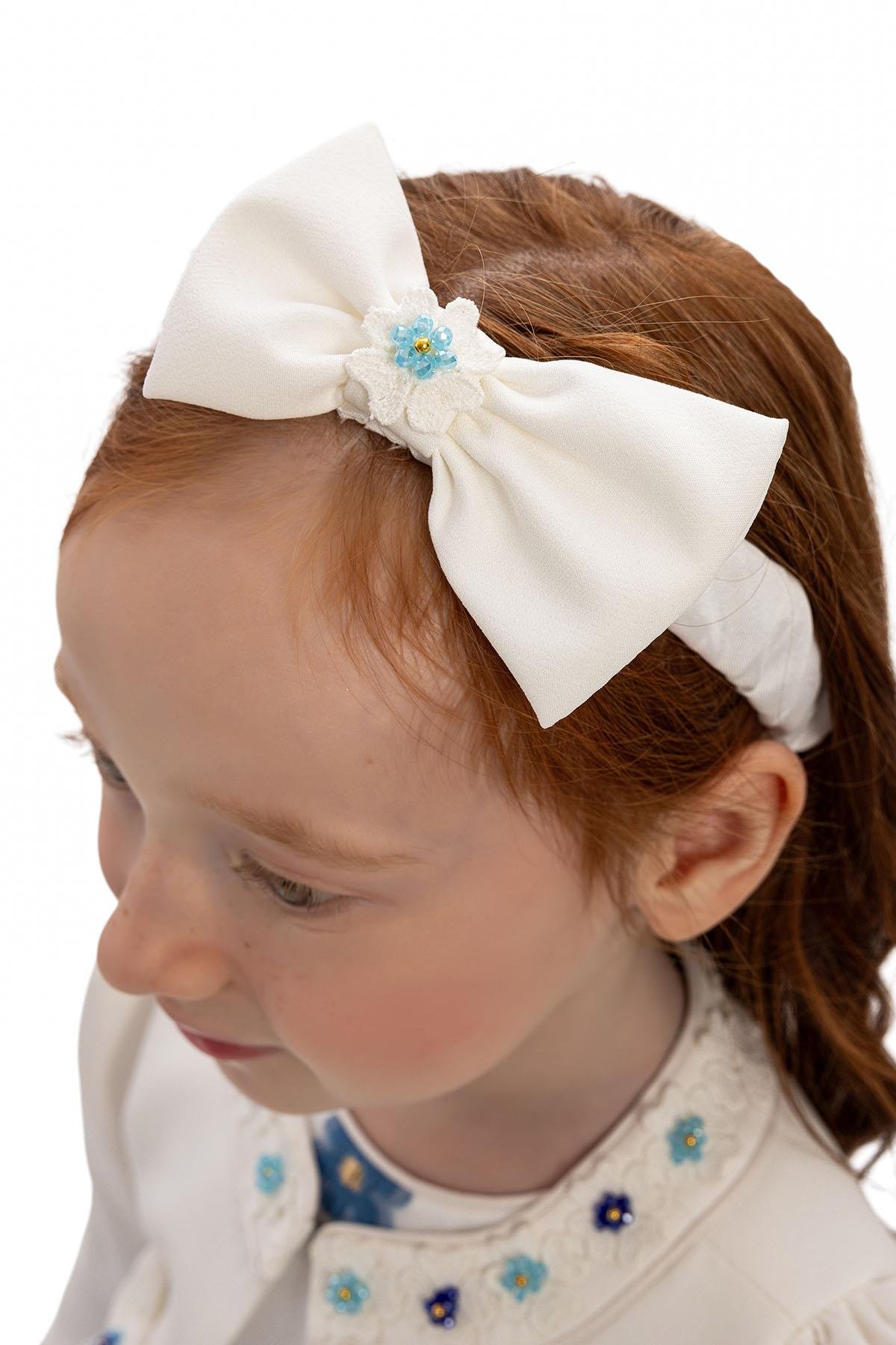 Pamina Kız Bebek Bolero ve Saç Aksesuarı Elbise 6-24 Ay Mavi