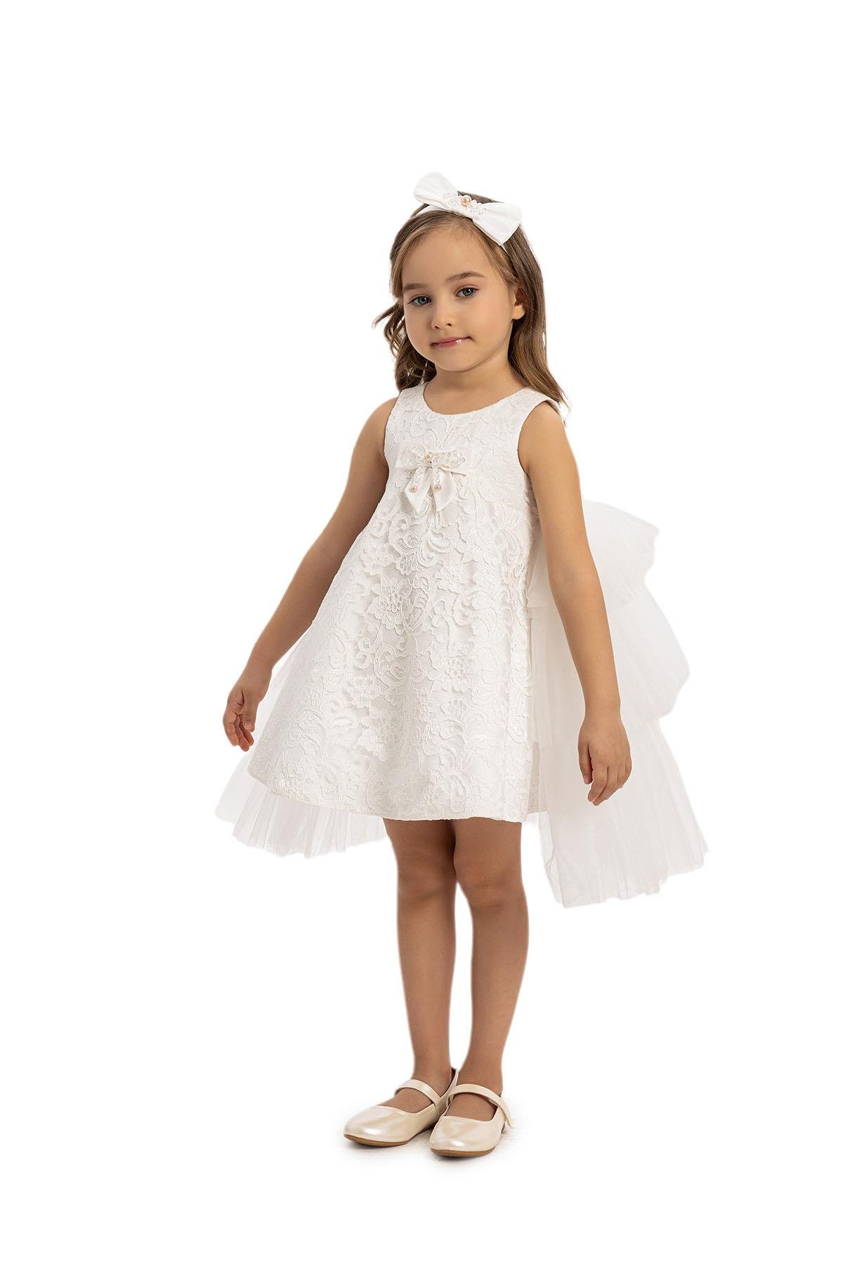 Pamina Kız Bebek Dantel Tül Elbise 6-24 Ay Ekru