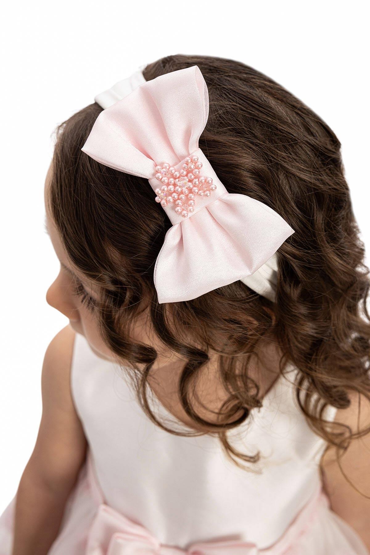 Pamina Kız Bebek Fiyonklu Elbise 6-24 Ay Pudra