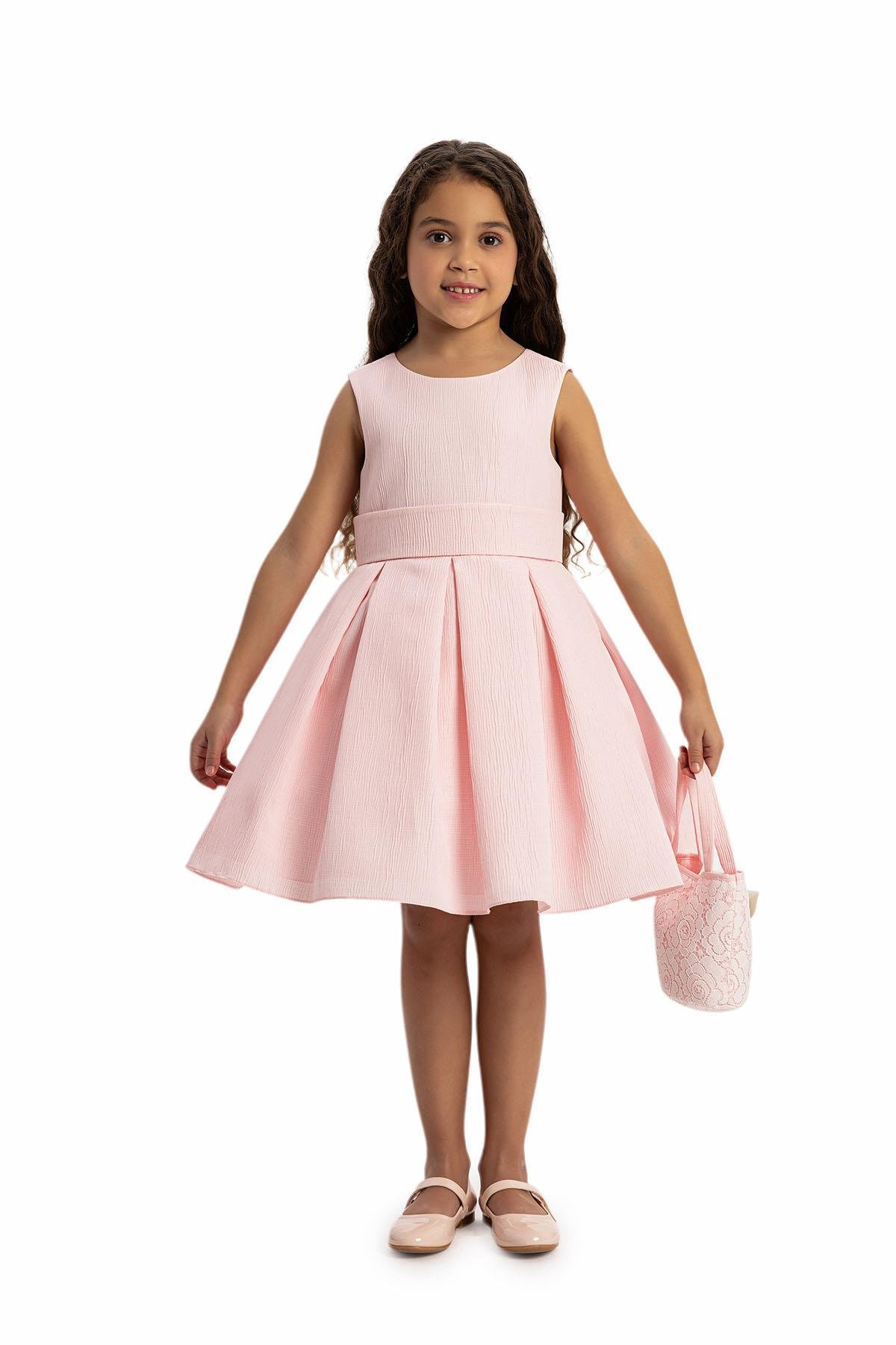 Pamina Kız Ceketli Şık Elbise 3-7 Yaş Pembe