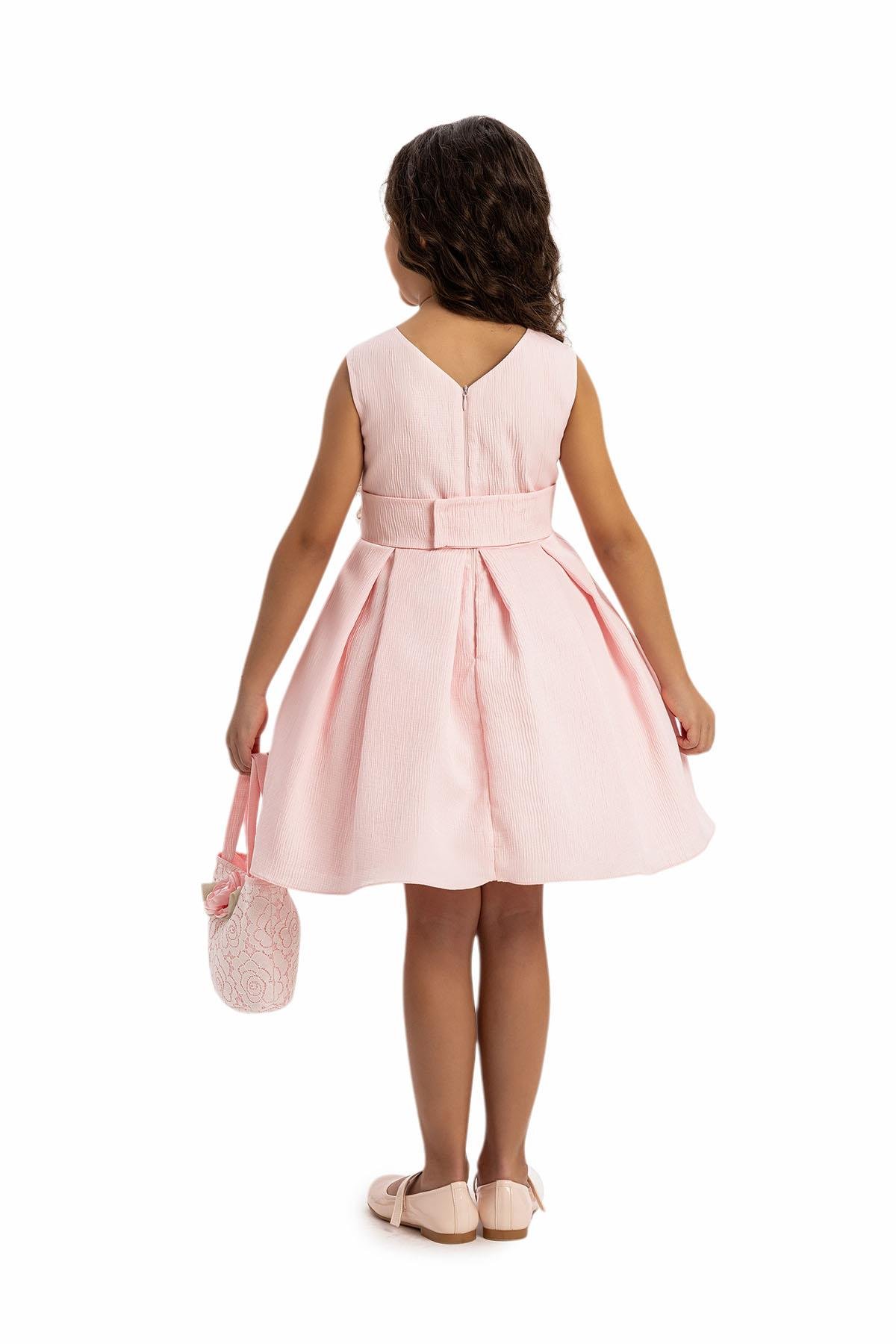 Pamina Kız Ceketli Şık Elbise 3-7 Yaş Pembe