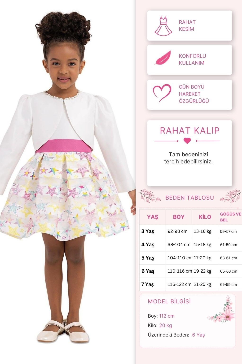 Pamina Kız Çocuk Bolero Elbise 2-6 Yaş Ekru