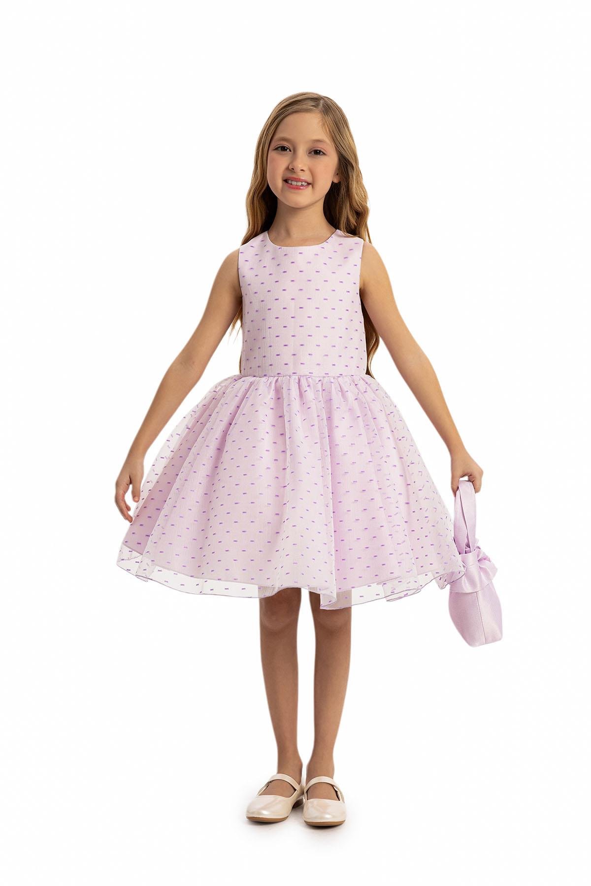 Pamina Kız Çocuk Bolero ve Çanta Elbise 3-7 Yaş Lila