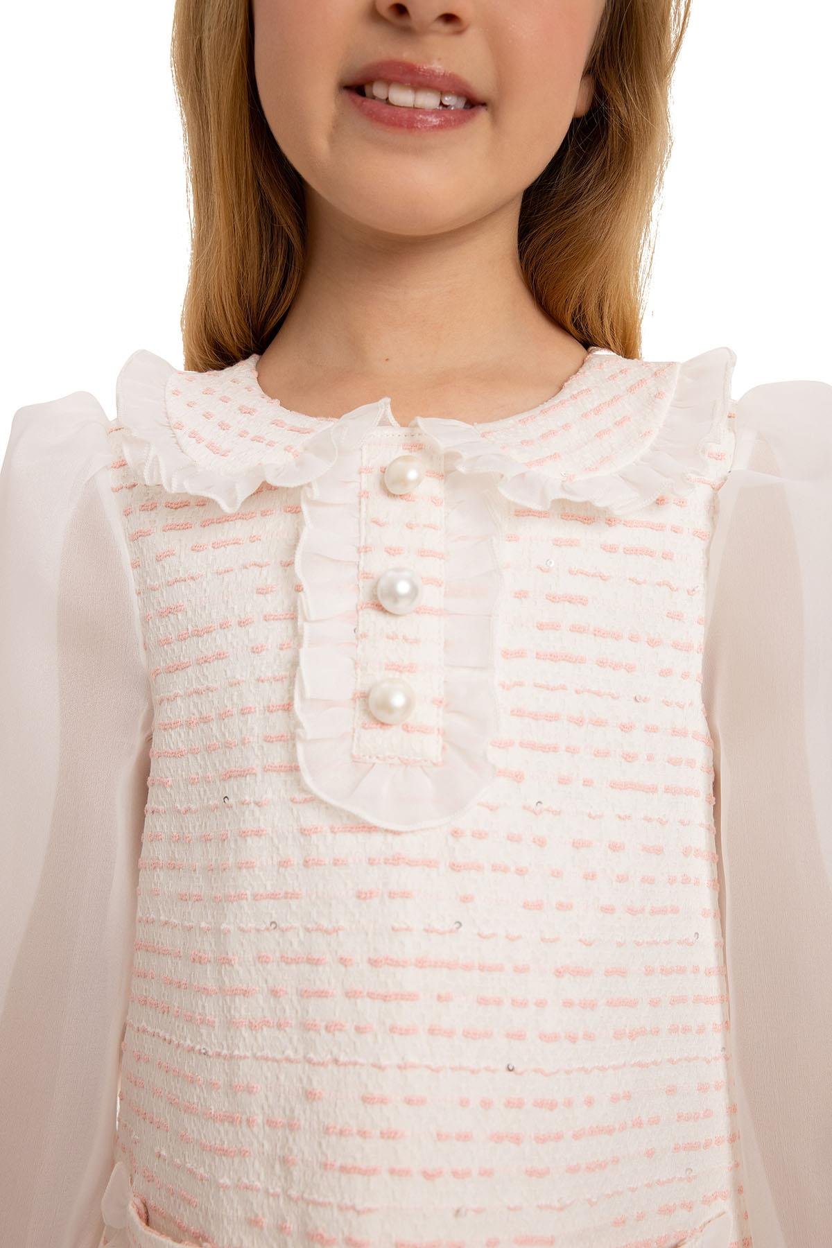 Pamina Kız Çocuk Çantalı Şık Elbise 3-7 Yaş Pembe