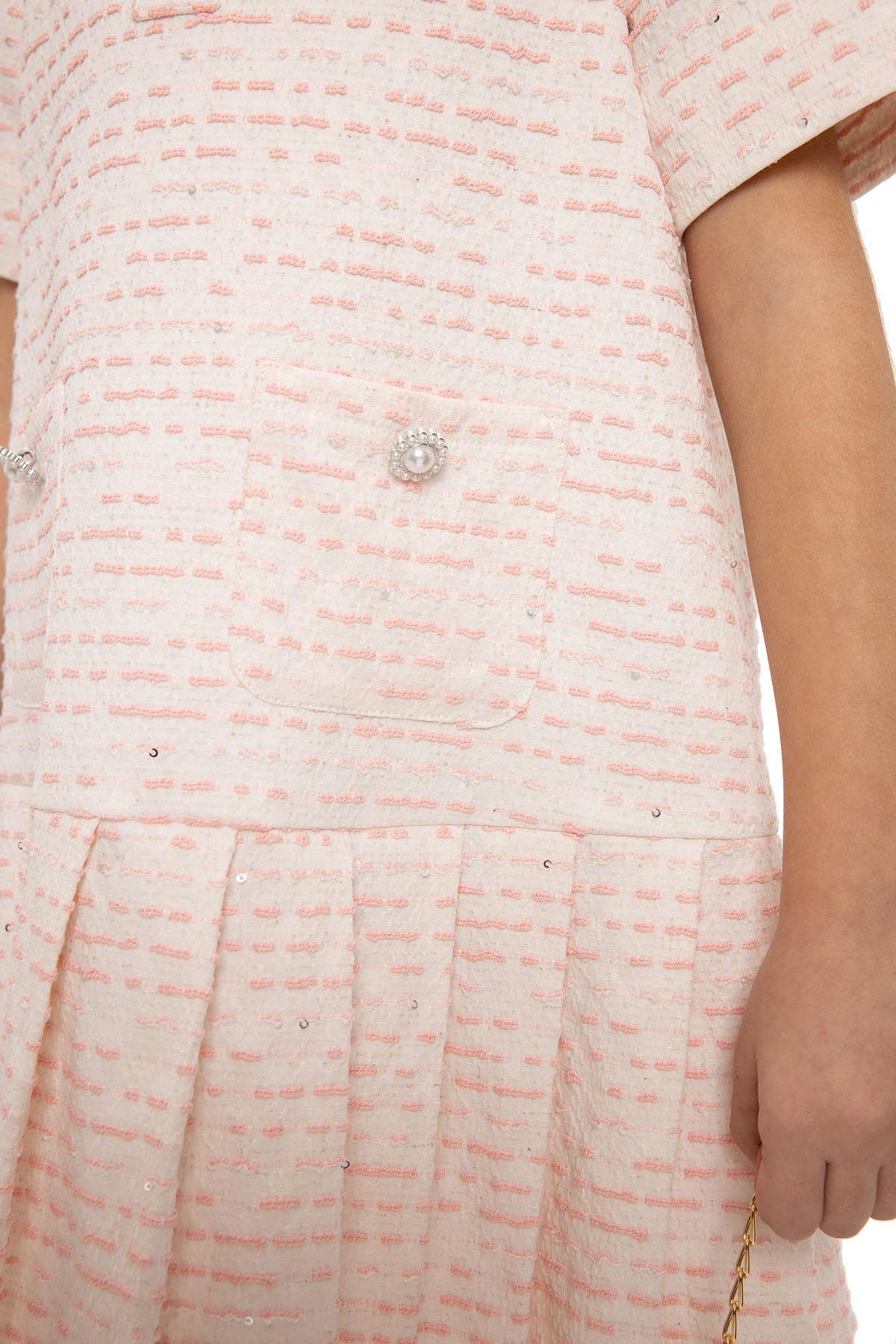 Pamina Kız Çocuk Çantalı Şık Elbise 3-7 Yaş Pembe