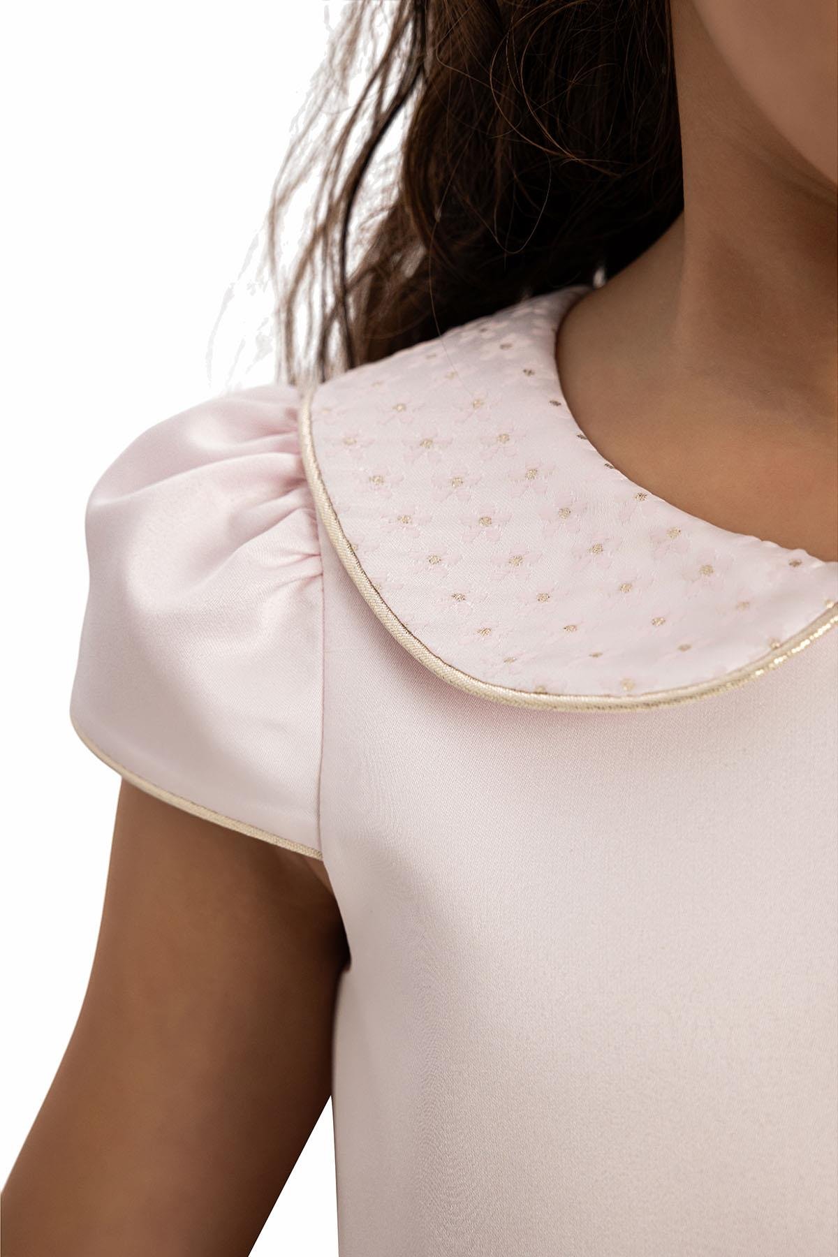 Pamina Kız Çocuk Çiantalı Elbise 3-7 Yaş Pudra