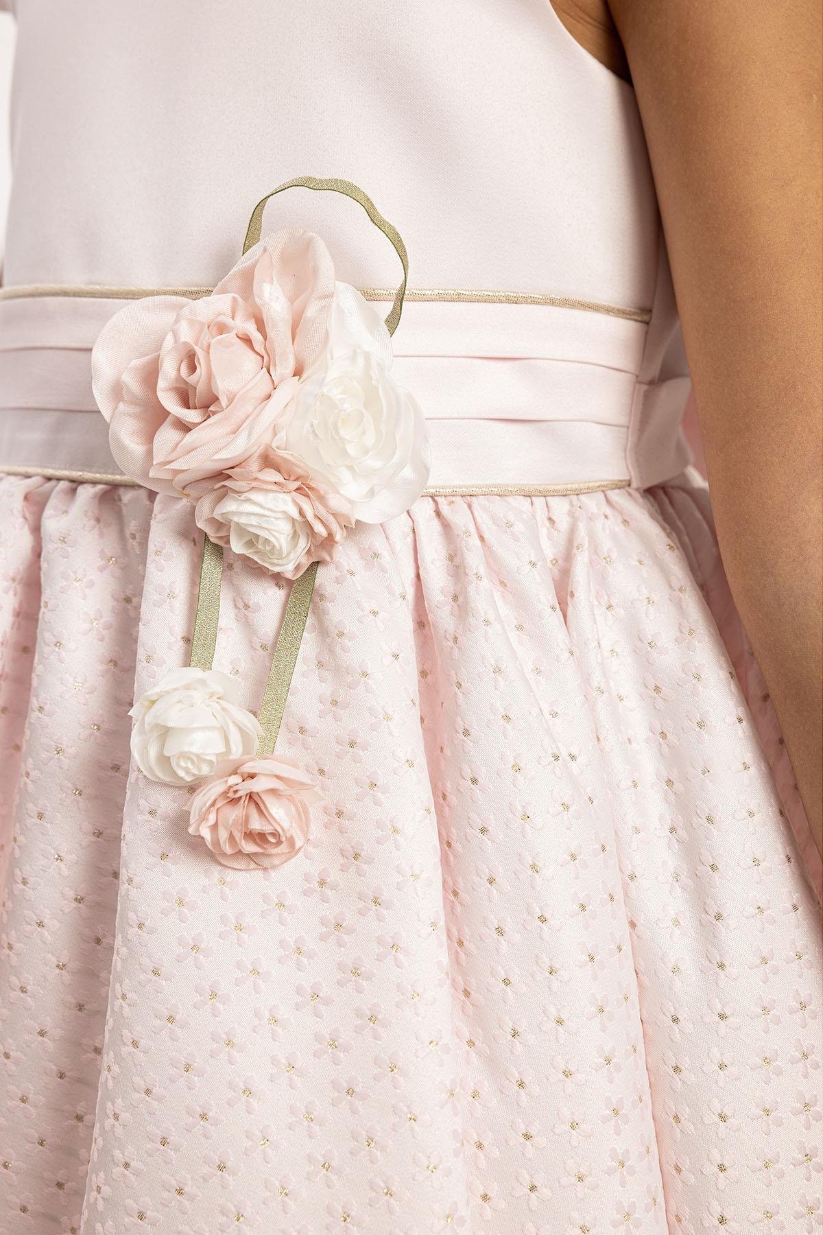 Pamina Kız Çocuk Çiantalı Elbise 3-7 Yaş Pudra