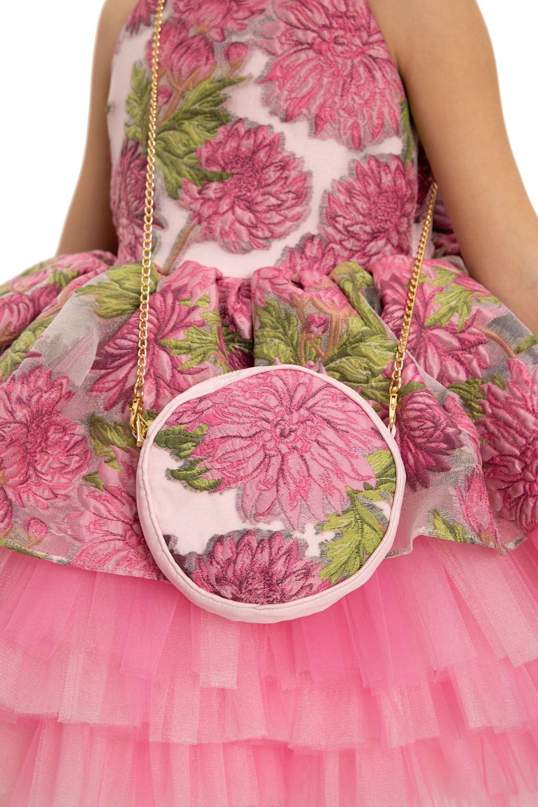 Pamina Kız Çocuk Çicek Desenli Abiye Elbise 3-7 Yaş Fuşya