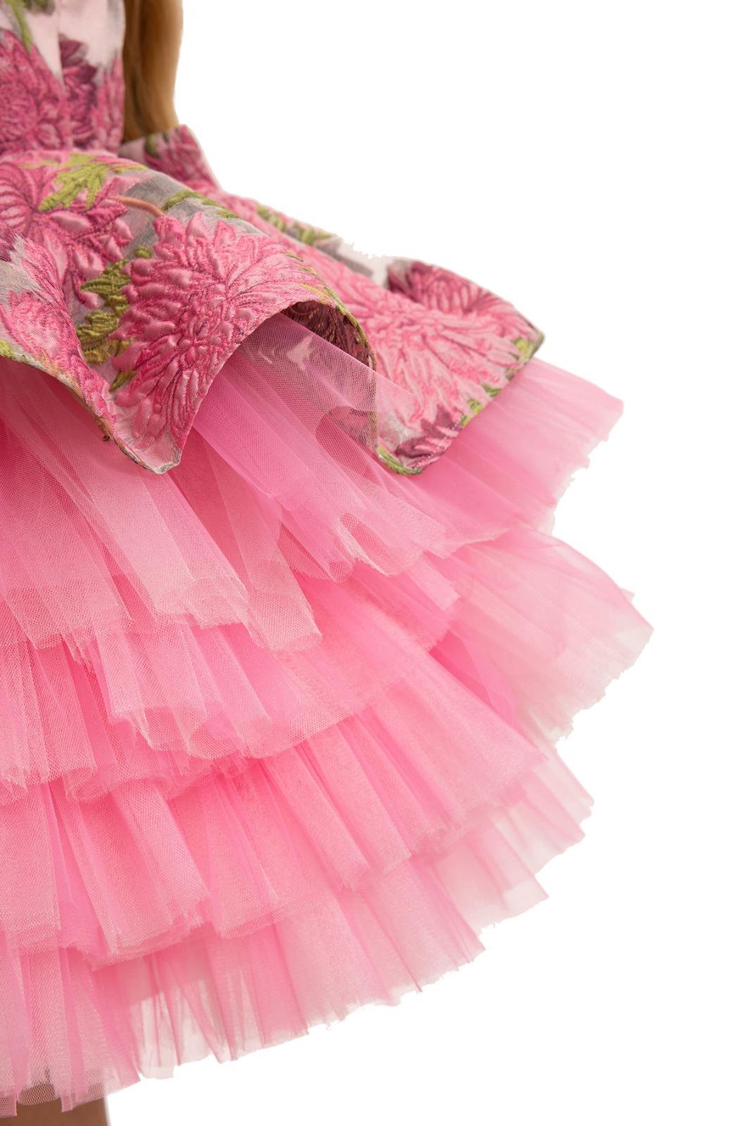 Pamina Kız Çocuk Çicek Desenli Abiye Elbise 3-7 Yaş Fuşya