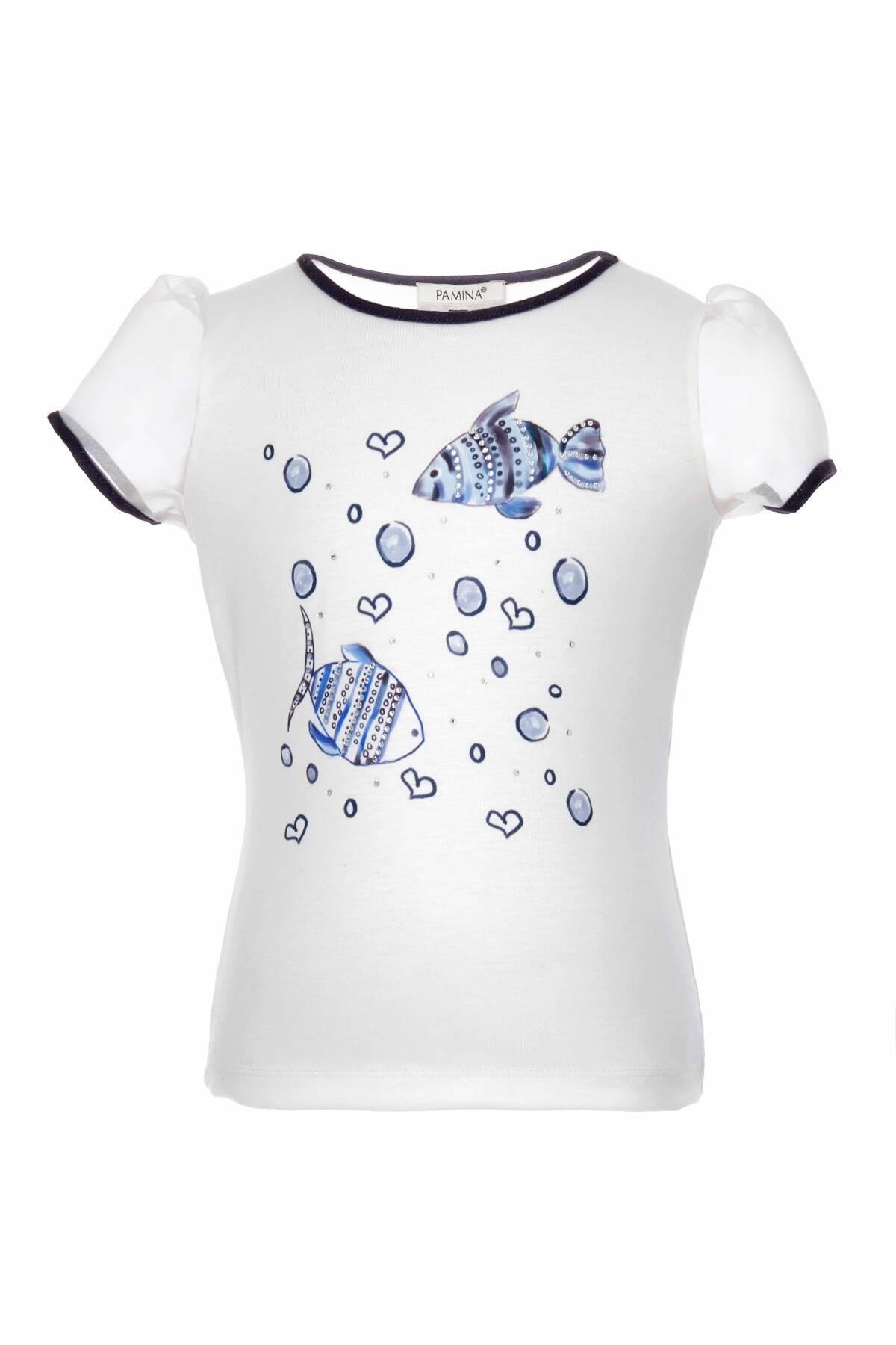 Pamina Kız Çocuk Deniz Temalı Etekli Takım 2-6 Yaş Beyaz