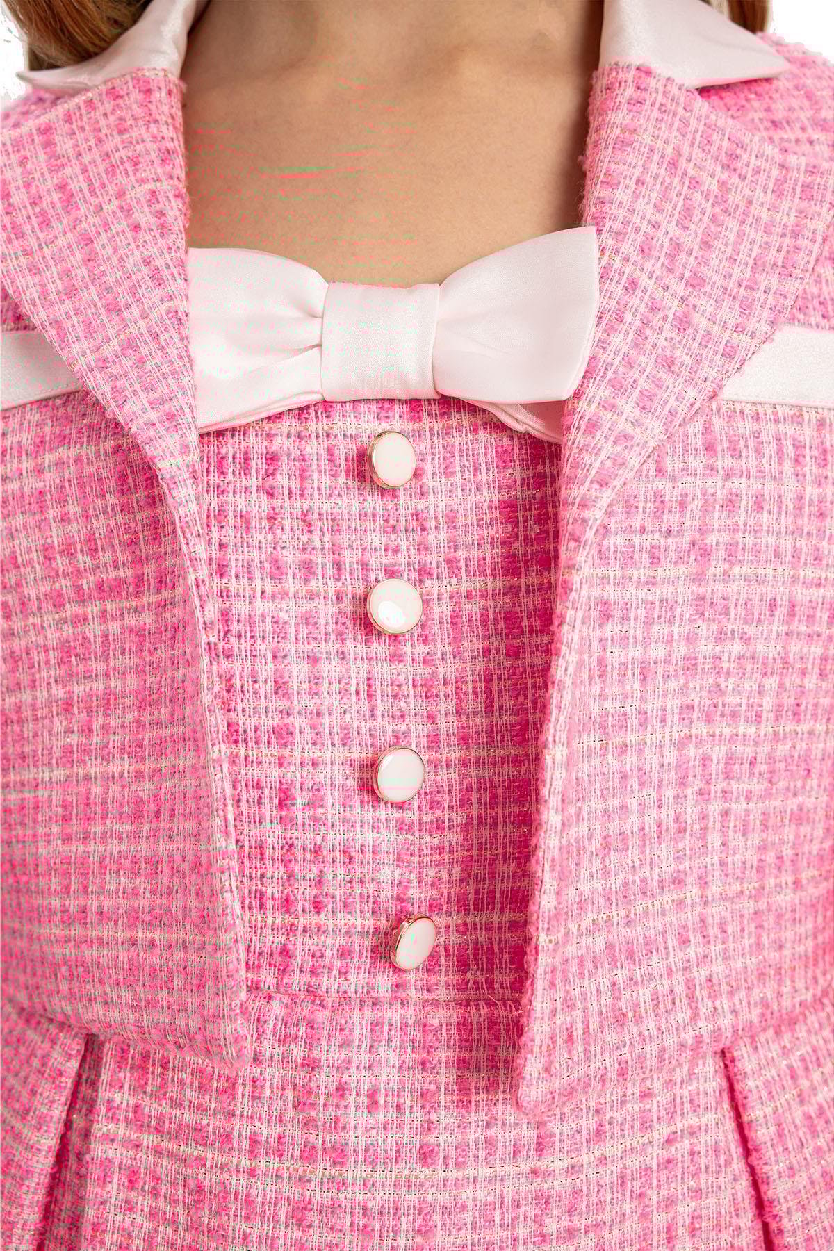 Pamina Kız Çocuk Elbise Bolero ve Çanta 8-14 Yaş Pembe