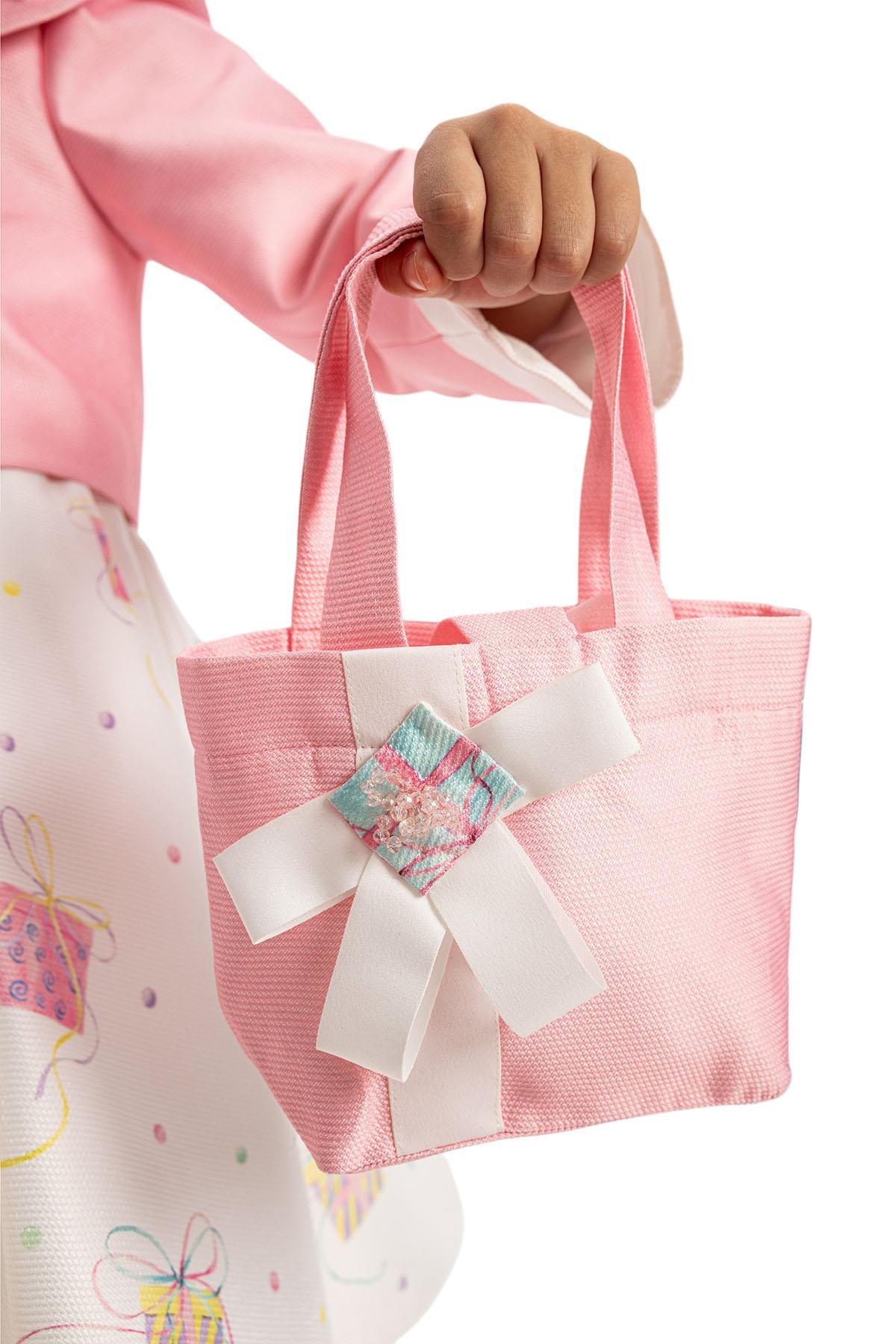 Pamina Kız Çocuk Elbise Bolero ve Çanta 3-7 Yaş Pembe