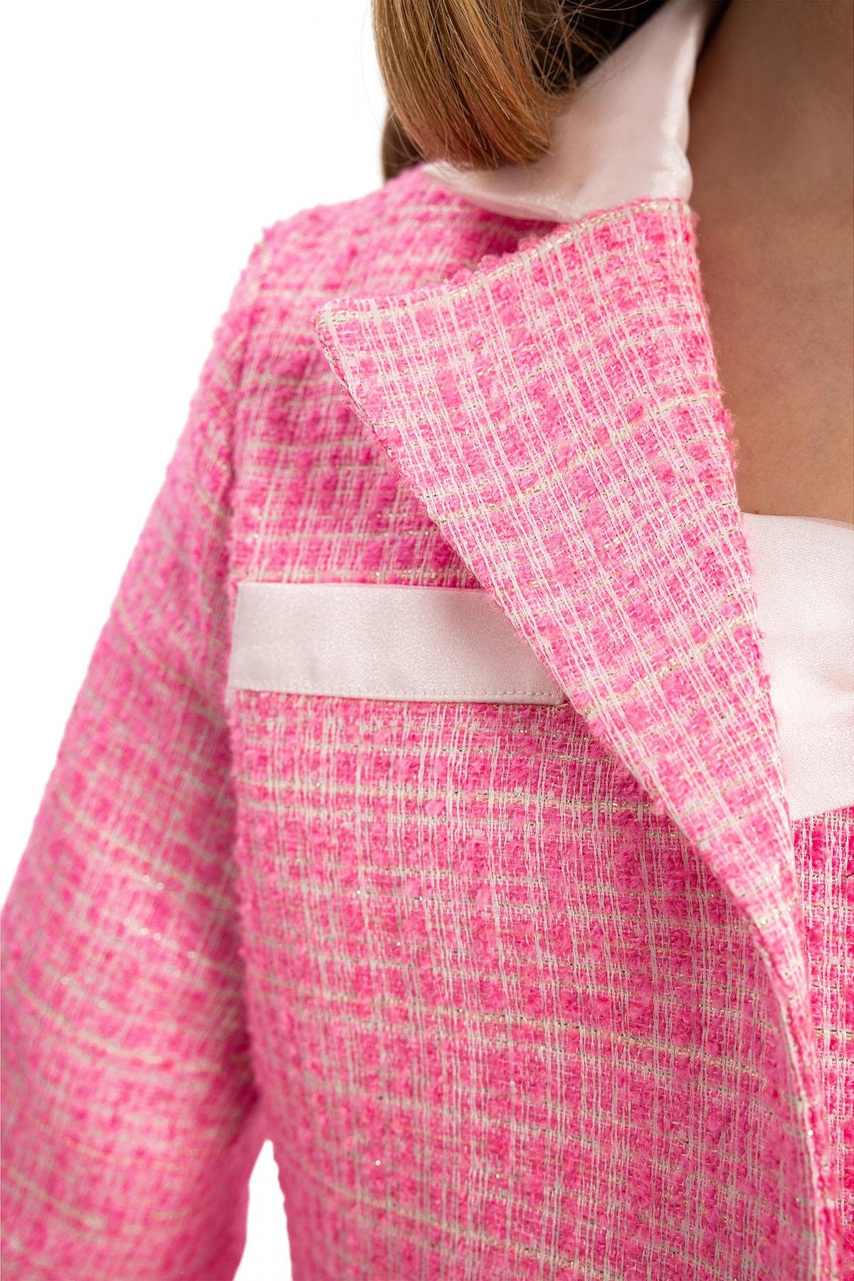 Pamina Kız Çocuk Elbise Bolero ve Çanta 8-14 Yaş Pembe