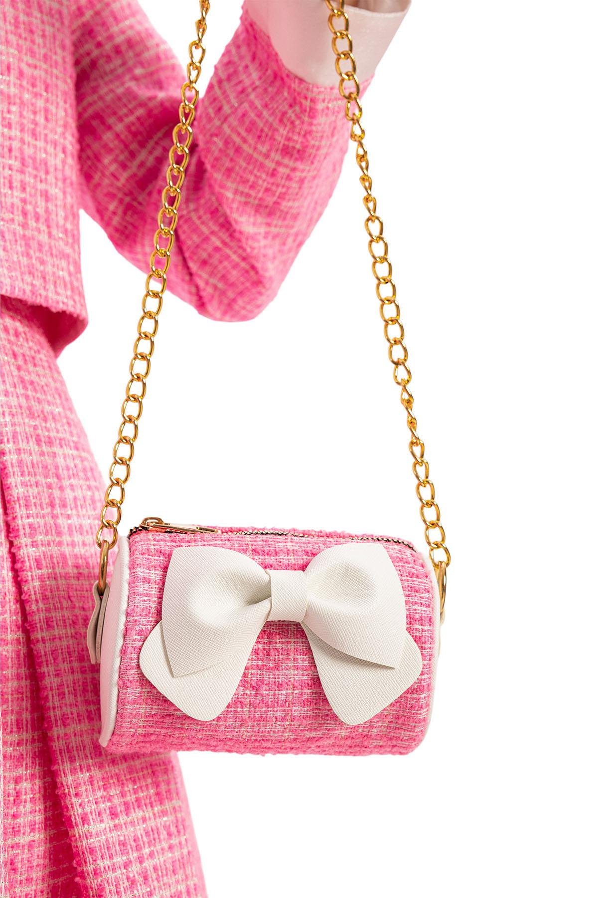 Pamina Kız Çocuk Elbise Bolero ve Çanta 8-14 Yaş Pembe