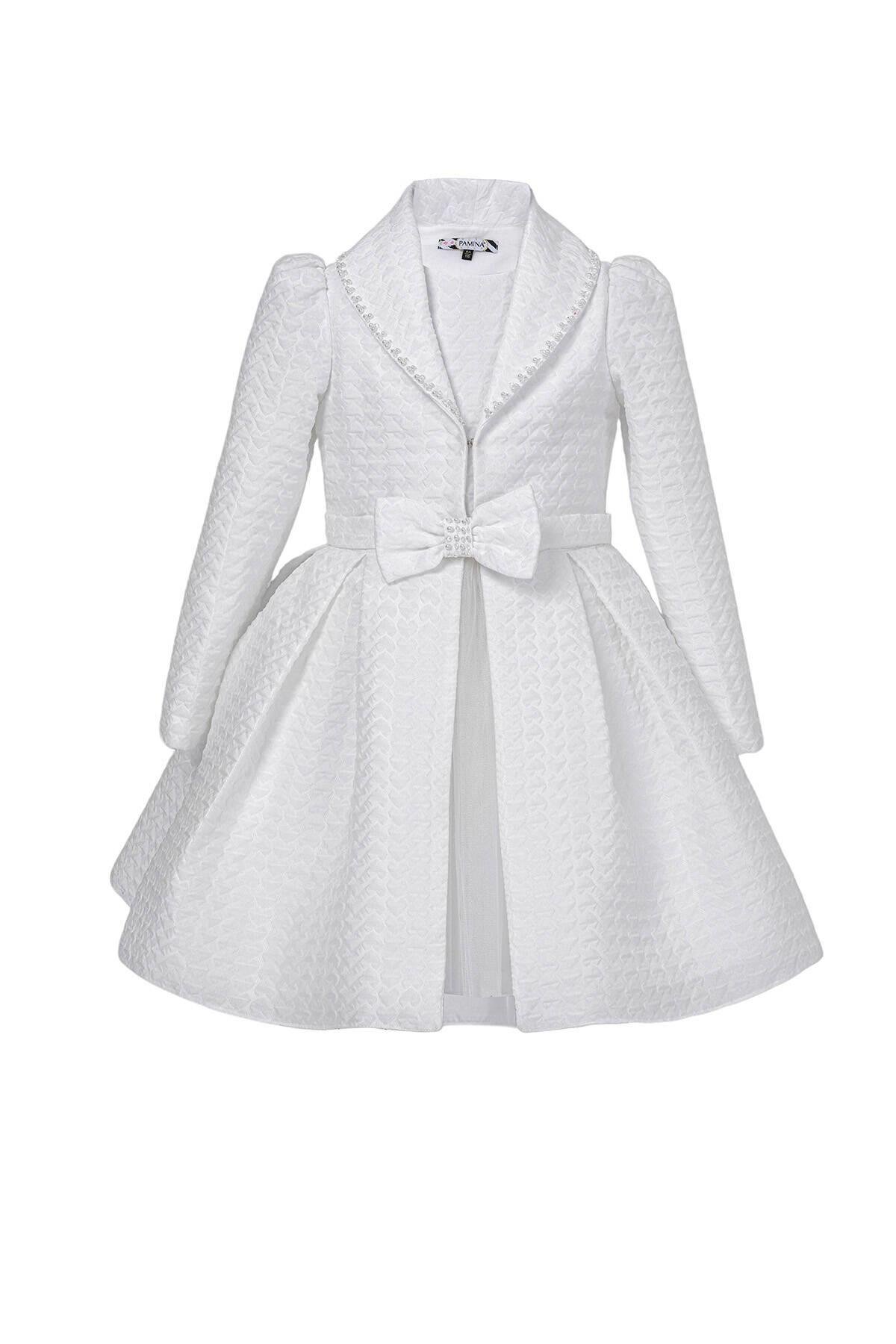 Pamina Kız Çocuk Kaftan Elbise 3-7 Yaş Ekru