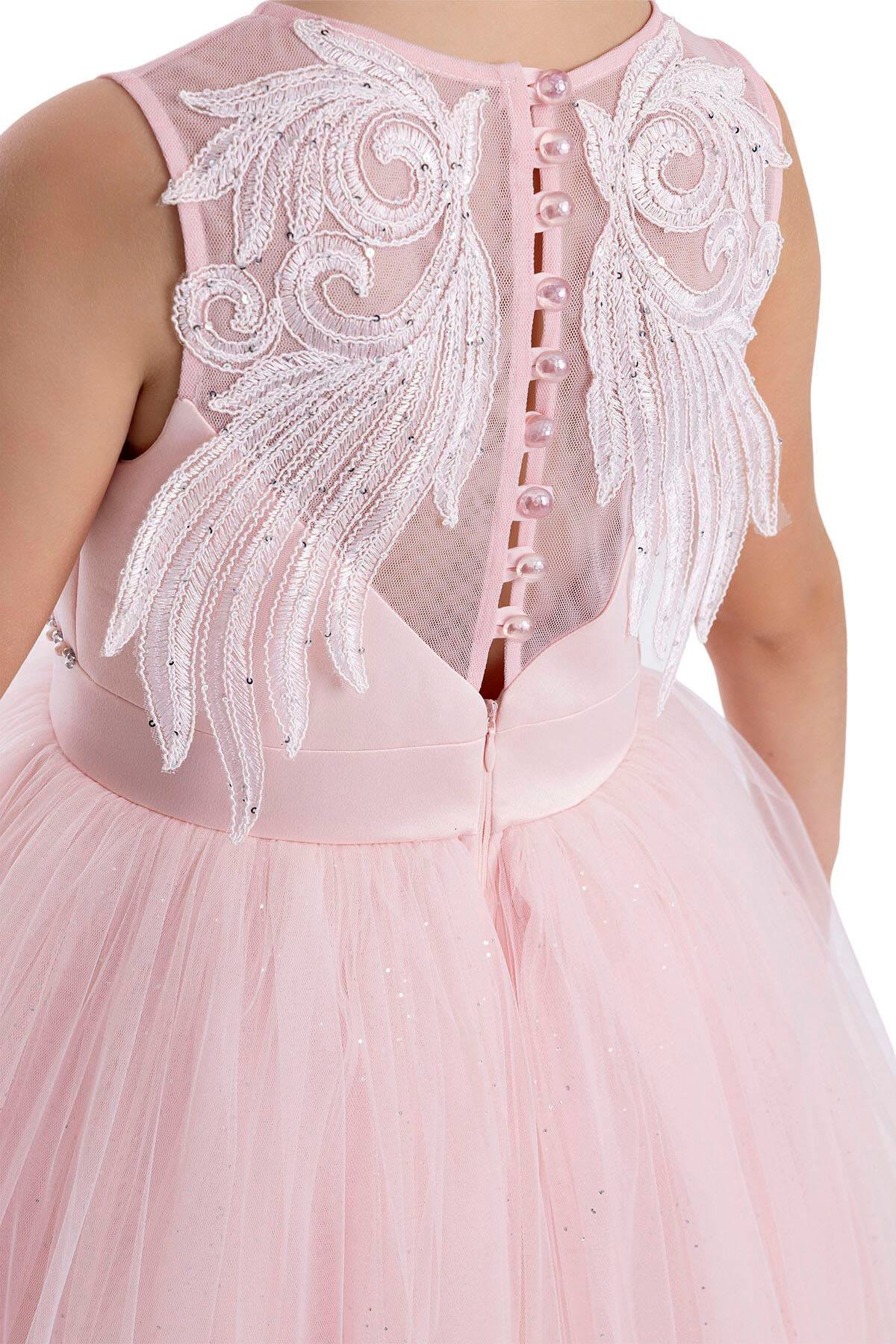 Pamina Kız Çocuk Kolsuz Kesim Elbise 8-12 Yaş Pudra