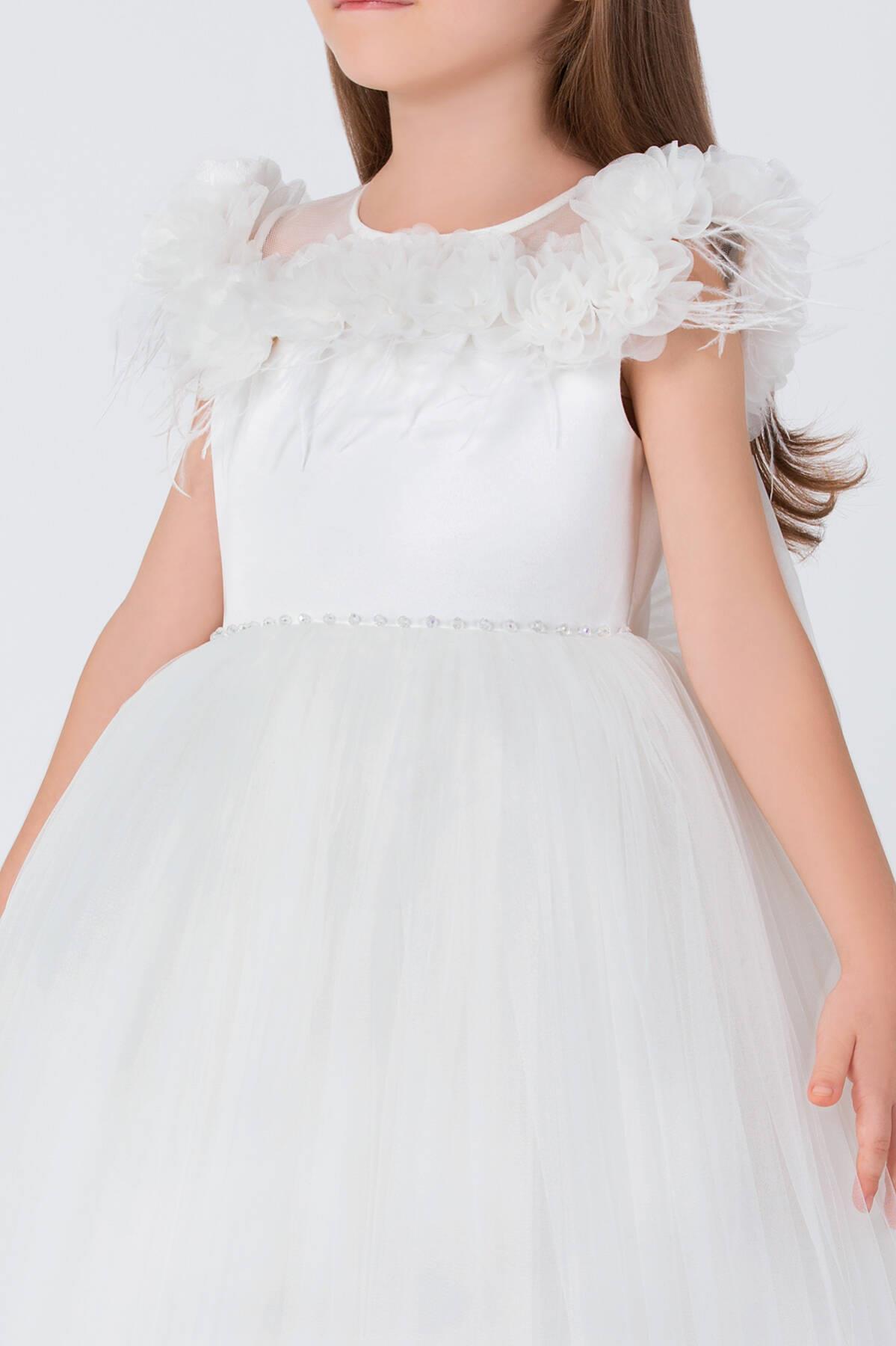 Pamina Kız Çocuk Prenses Elbise 3-7 Yaş EKRU