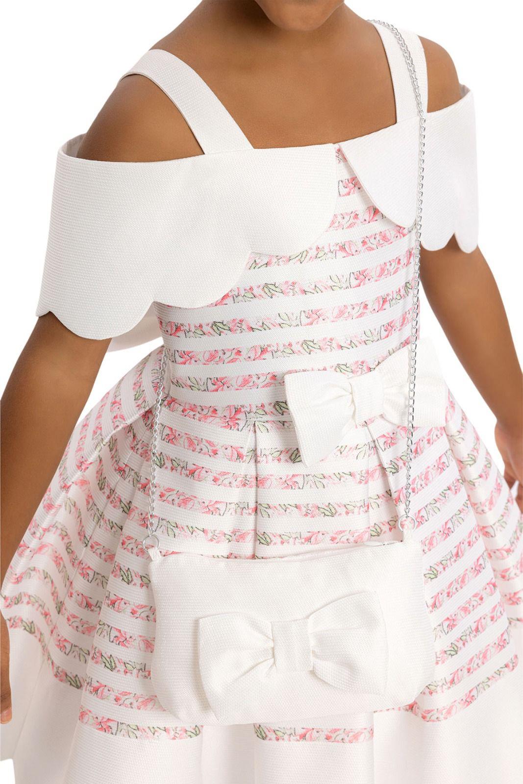 Pamina Kız Çocuk Prenses Yaka Elbise 3-7 Yaş PEMBE