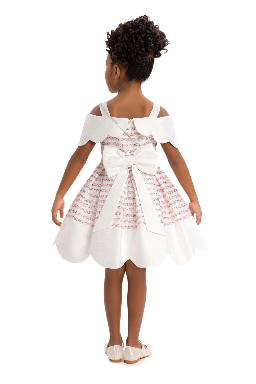 Pamina Kız Çocuk Prenses Yaka Elbise 3-7 Yaş PEMBE