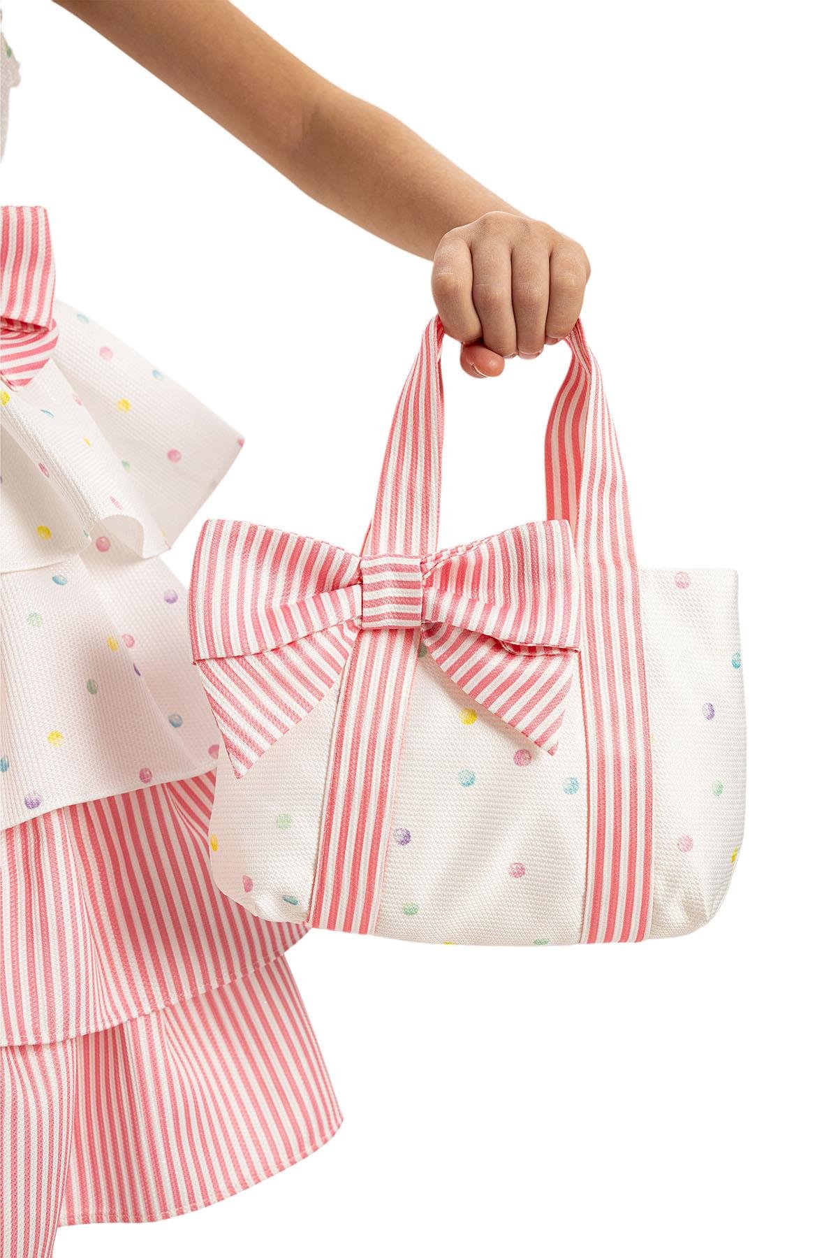 Pamina Kız Çocuk Puantiyeli Katmanlı Elbise 3-7 Yaş Pembe