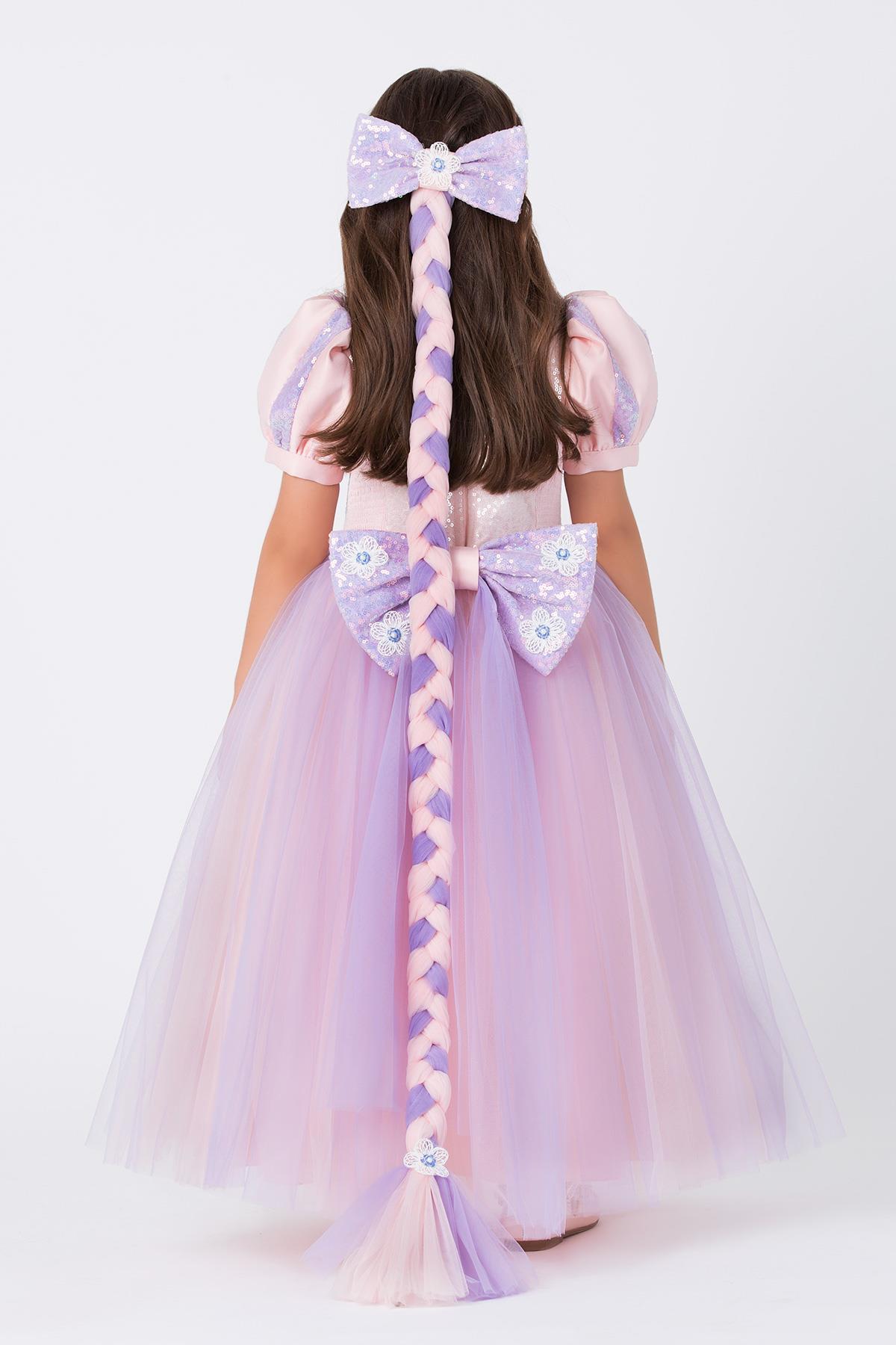 Pamina Kız Çocuk Rapunzel Elbise 3-7 Yaş Lila