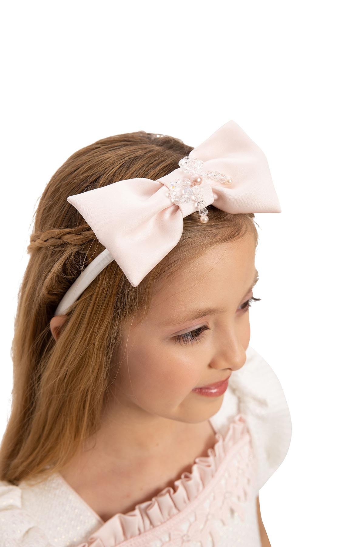 Pamina Kız Çocuk Saç Aksesuarlı Elbise 3-7 Yaş Ekru